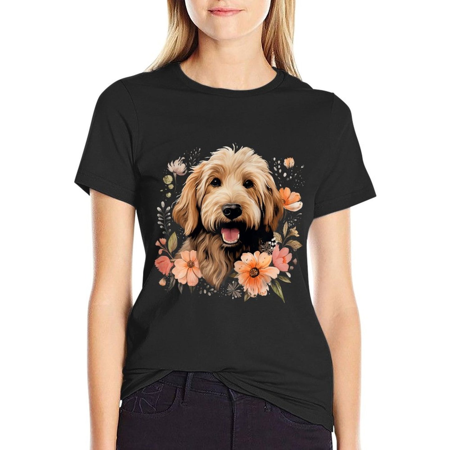 Goldendoodle Mom Golden Doodle Dog Lover Flowers Cute High-quality Stitching T-Shirt