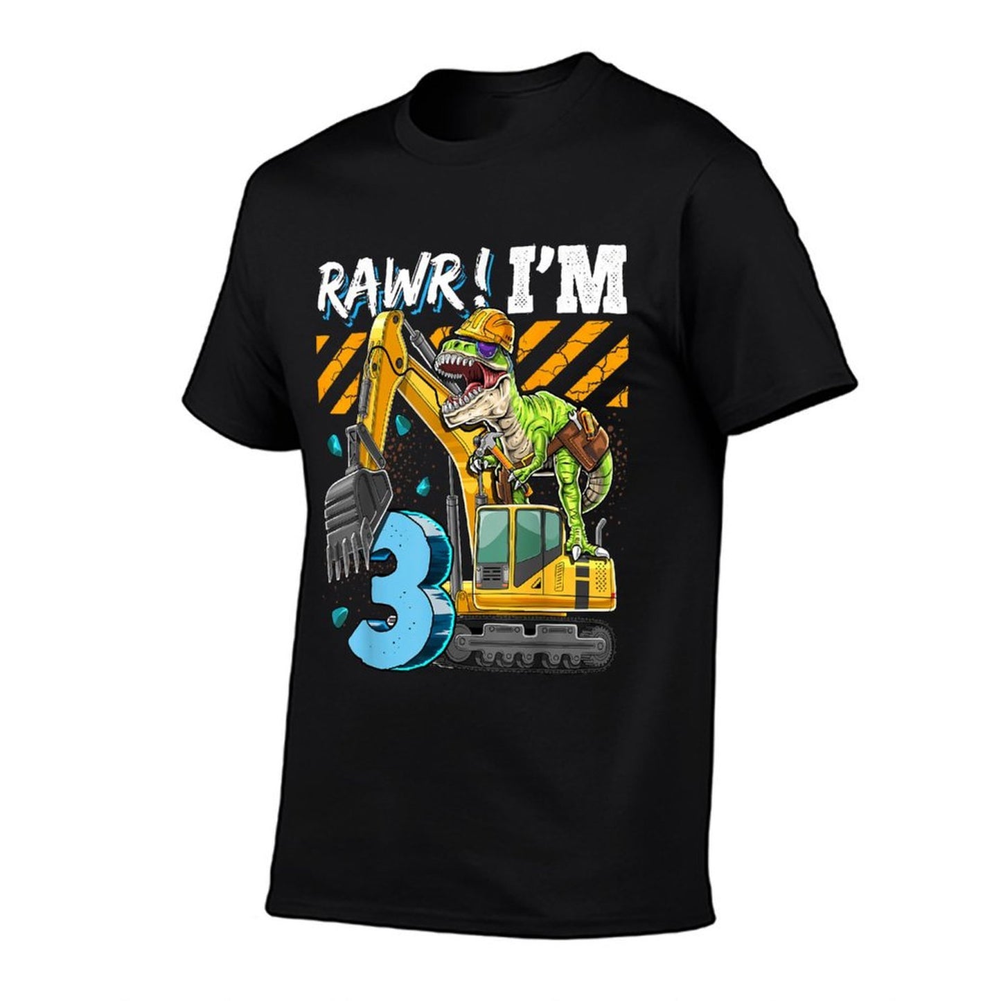 T Rex Dinosaur Construction Hat Excavator 3rd Birthday Boys Breathable T-Shirt