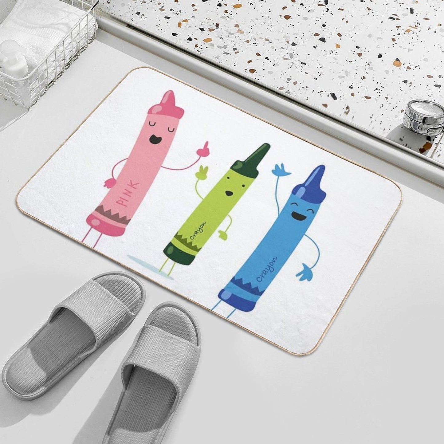 Cute Funny Cartoon Crayon Characters Eco-Friendly Bath Mat