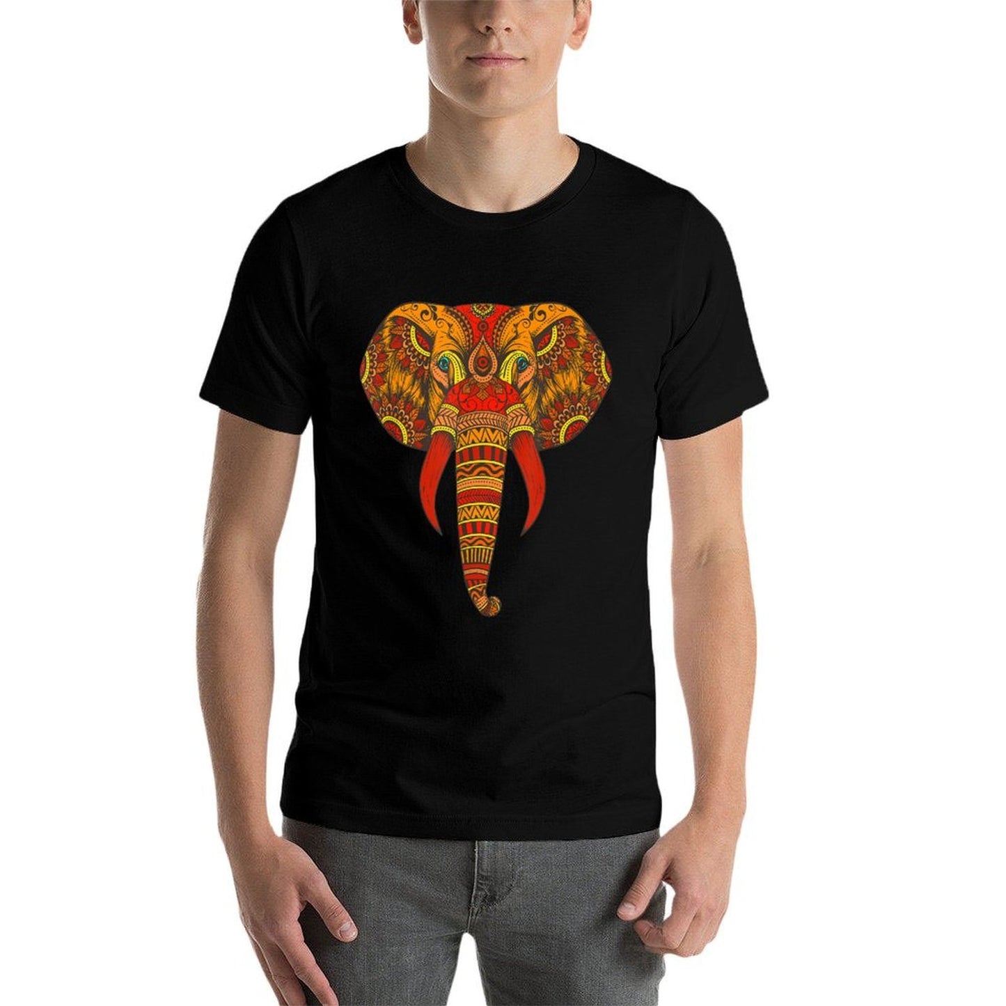 Trendy Elephant Tribal - Indian Colorful Mandala Tribal Art Lightweight T-Shirt