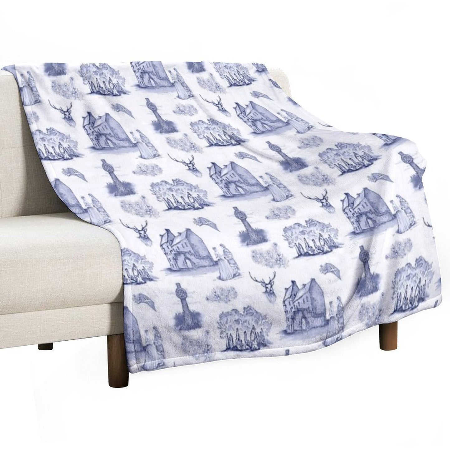 Highlander Toile in Blue Compact Throw Blanket