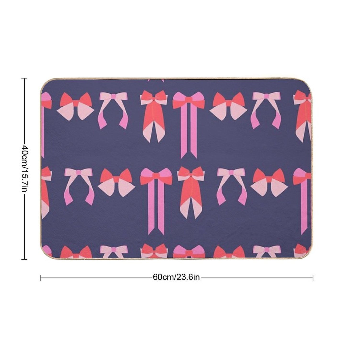 Cute Bows with Ribbons Pattern on Blue Background High-Traffic Bath Mat