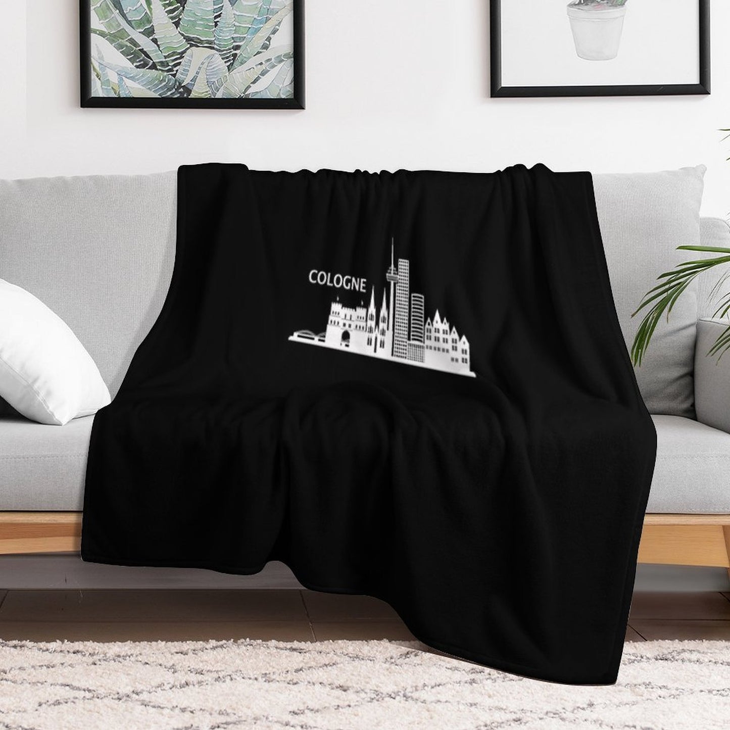 Cologne Skyline Black Lightweight Throw Blanket