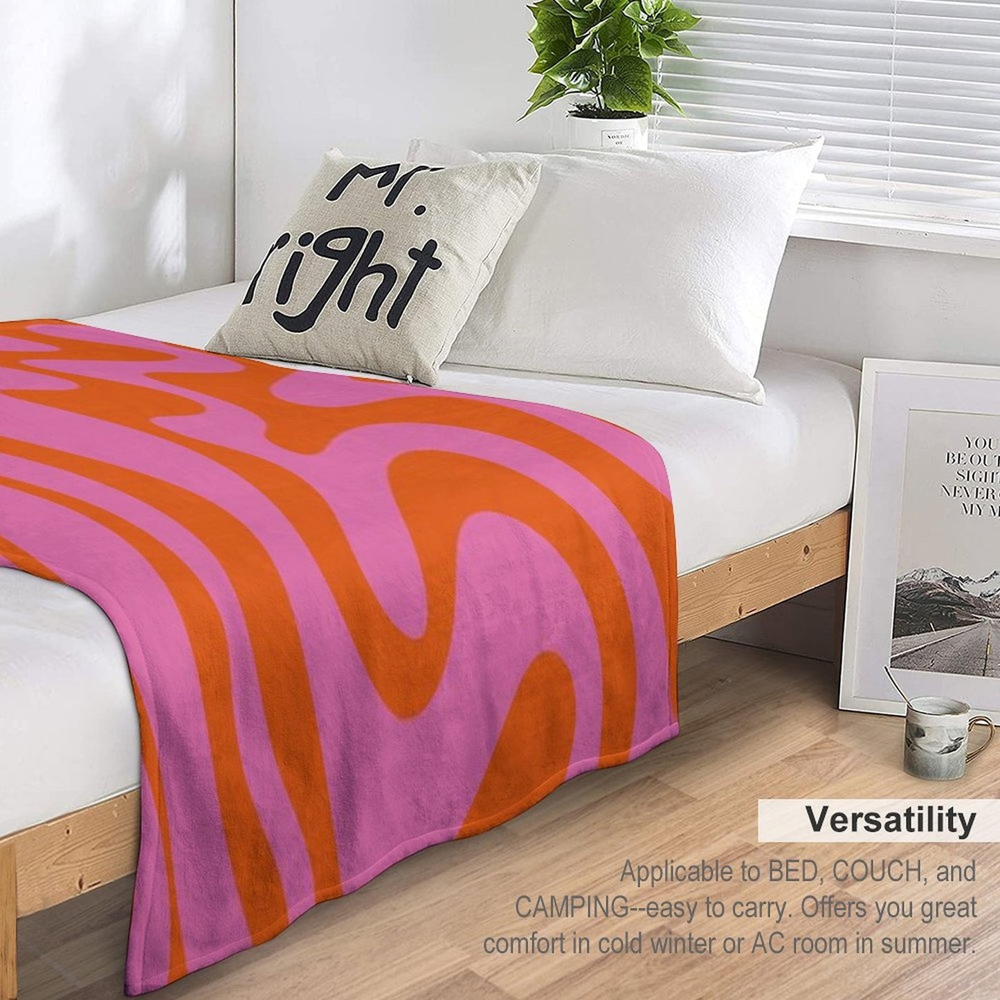 Retro Liquid Swirl Abstract Pattern Hot Pink And Bright Red Orange Lightweight Throw Blanket