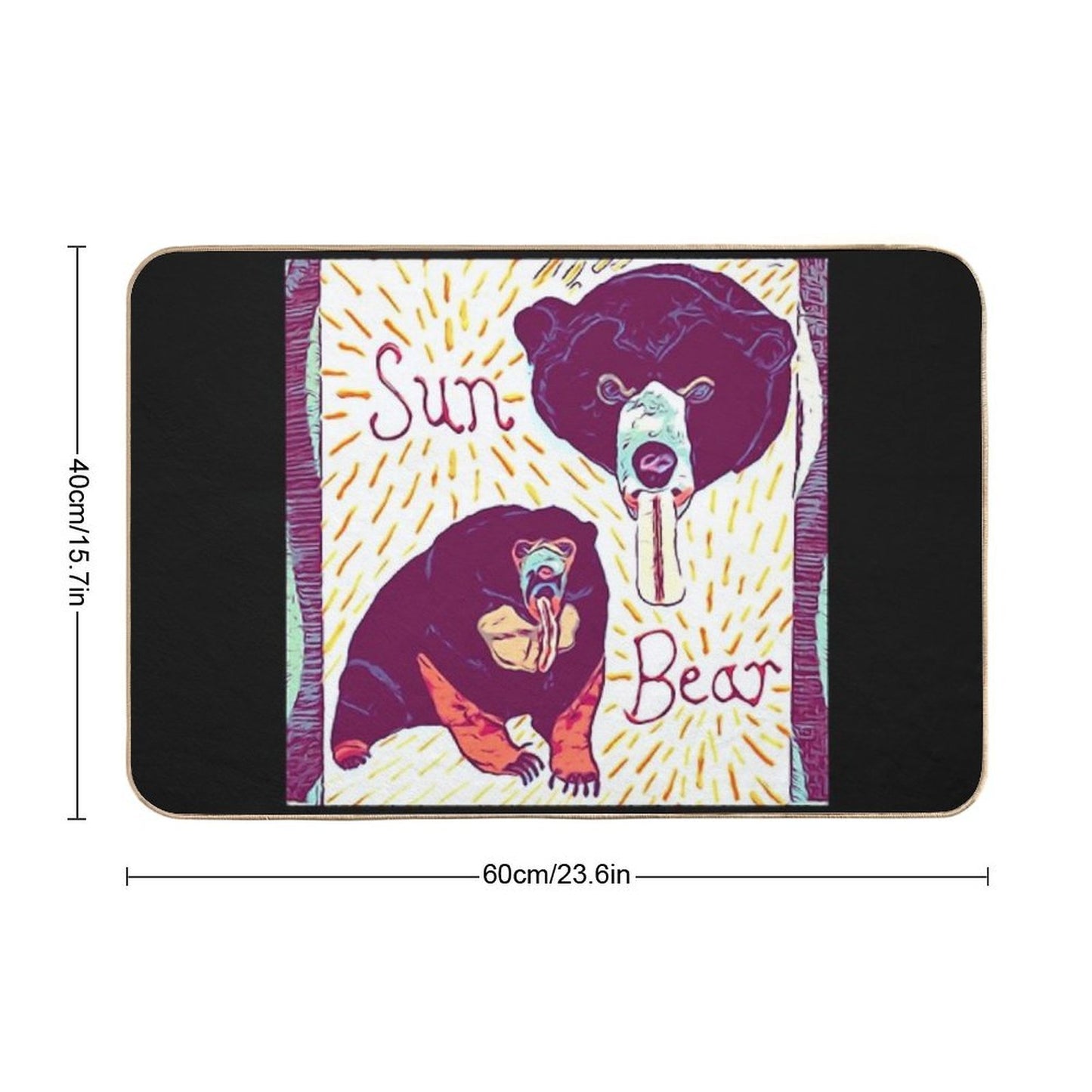 Black And Tan Sun Bear Felt Work Toxin-Free Bath Mat