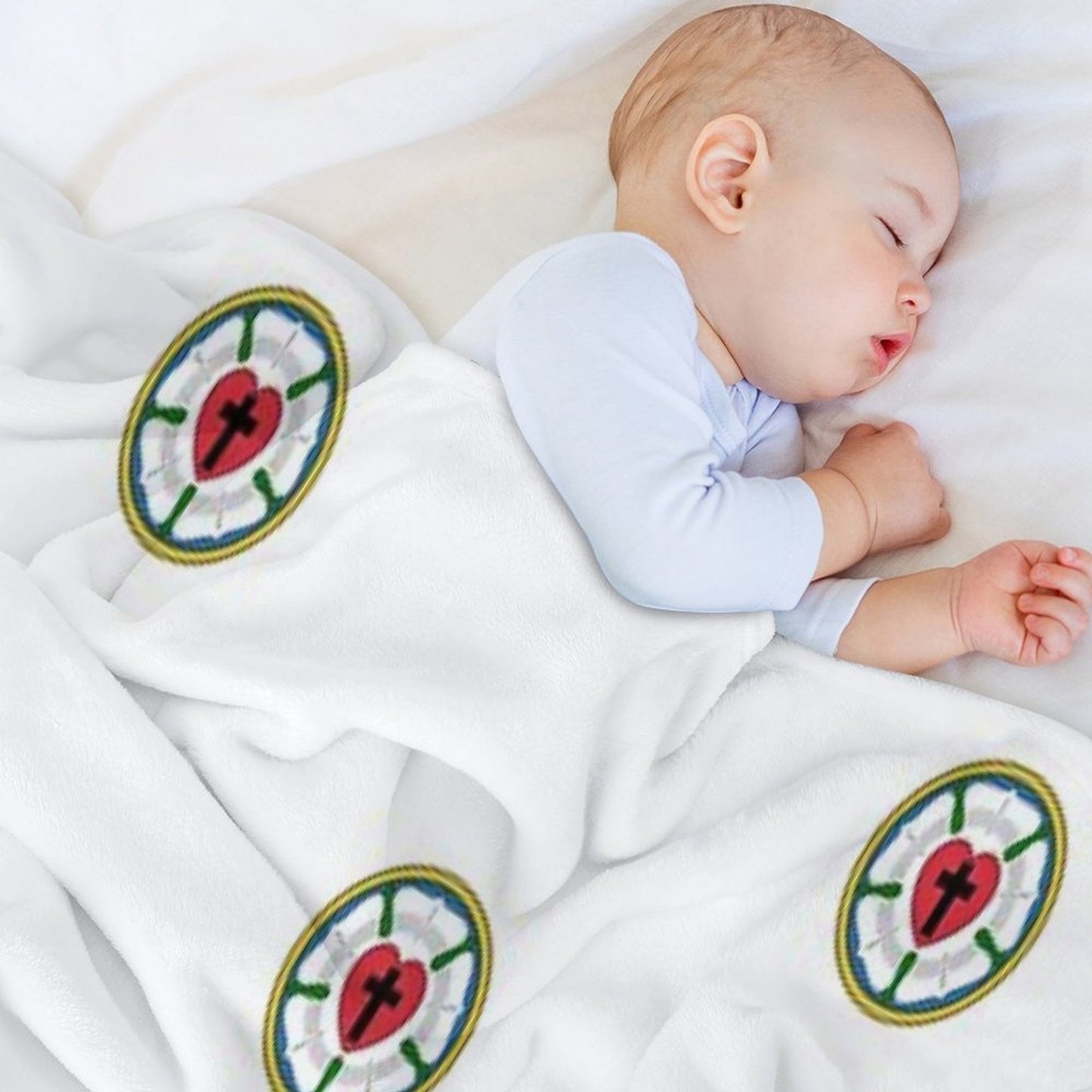 Lutheran Church Rose Heart Cross Logo Gift-ready Throw Blanket
