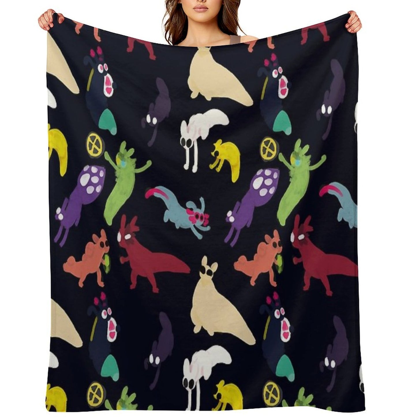 Slugcats Pattern Sustainable Throw Blanket