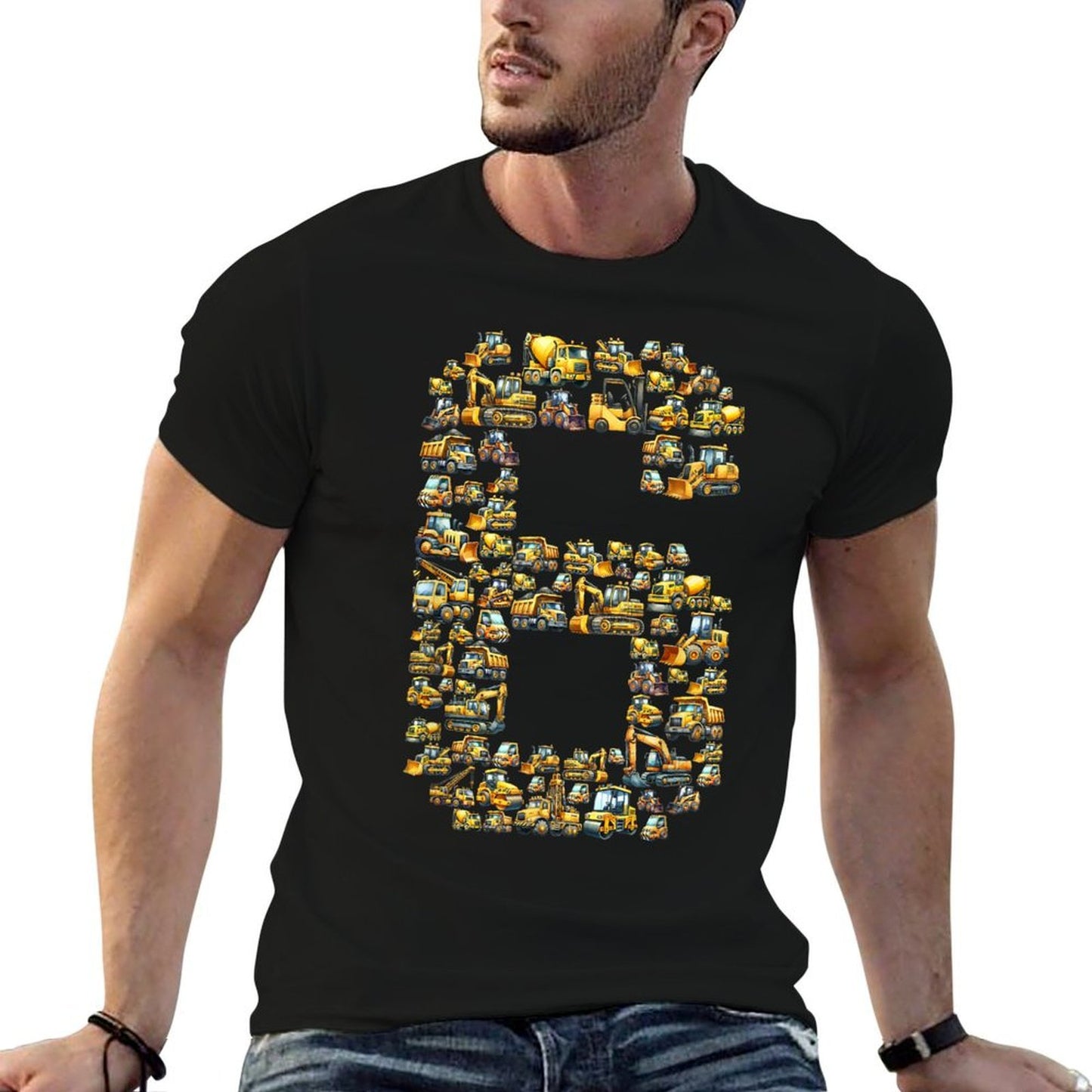 6 Years Old Kids Birthday Construction Boy 6th Birthday Cotton T-Shirt
