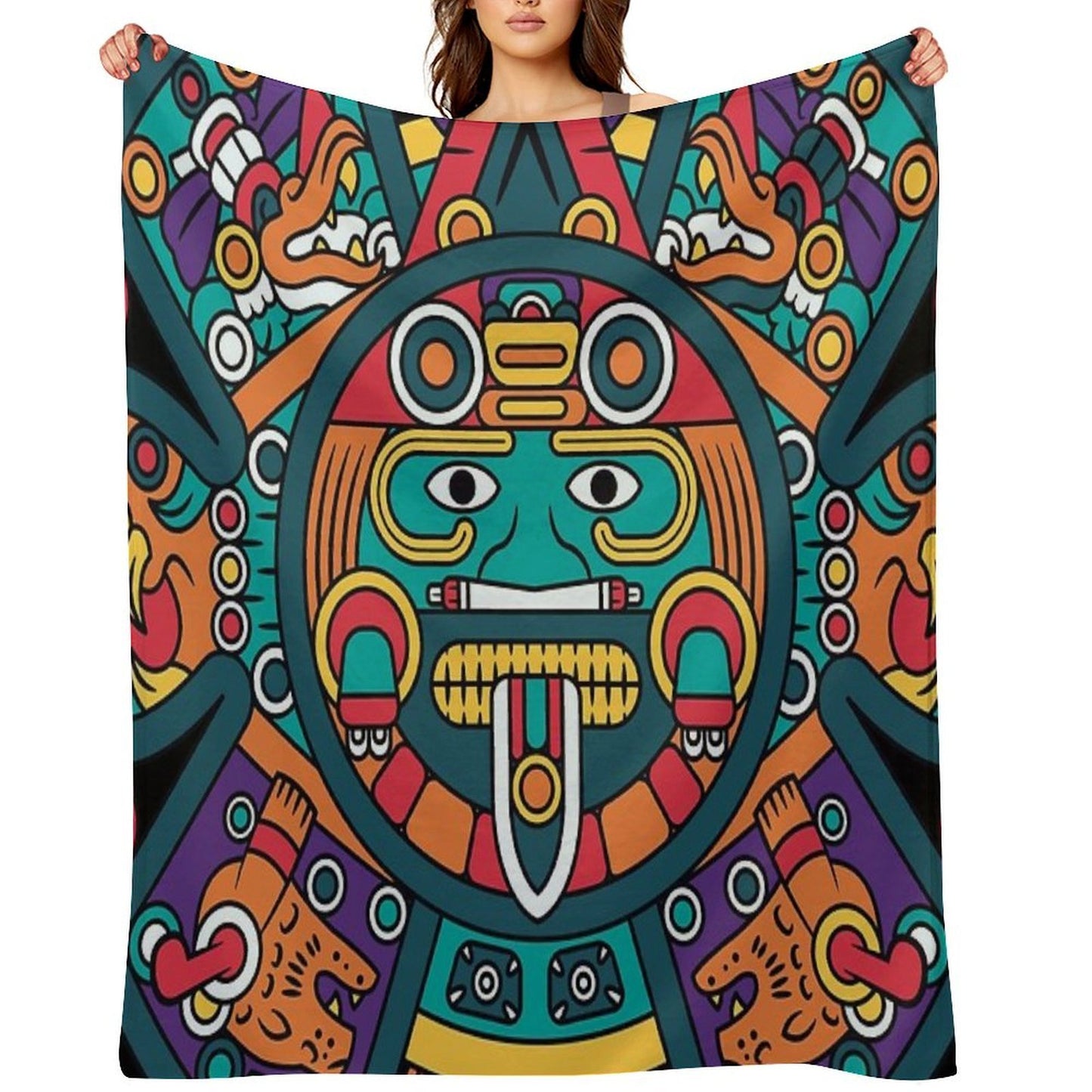 Mayan Aztec Calendar Art Comfort Throw Blanket
