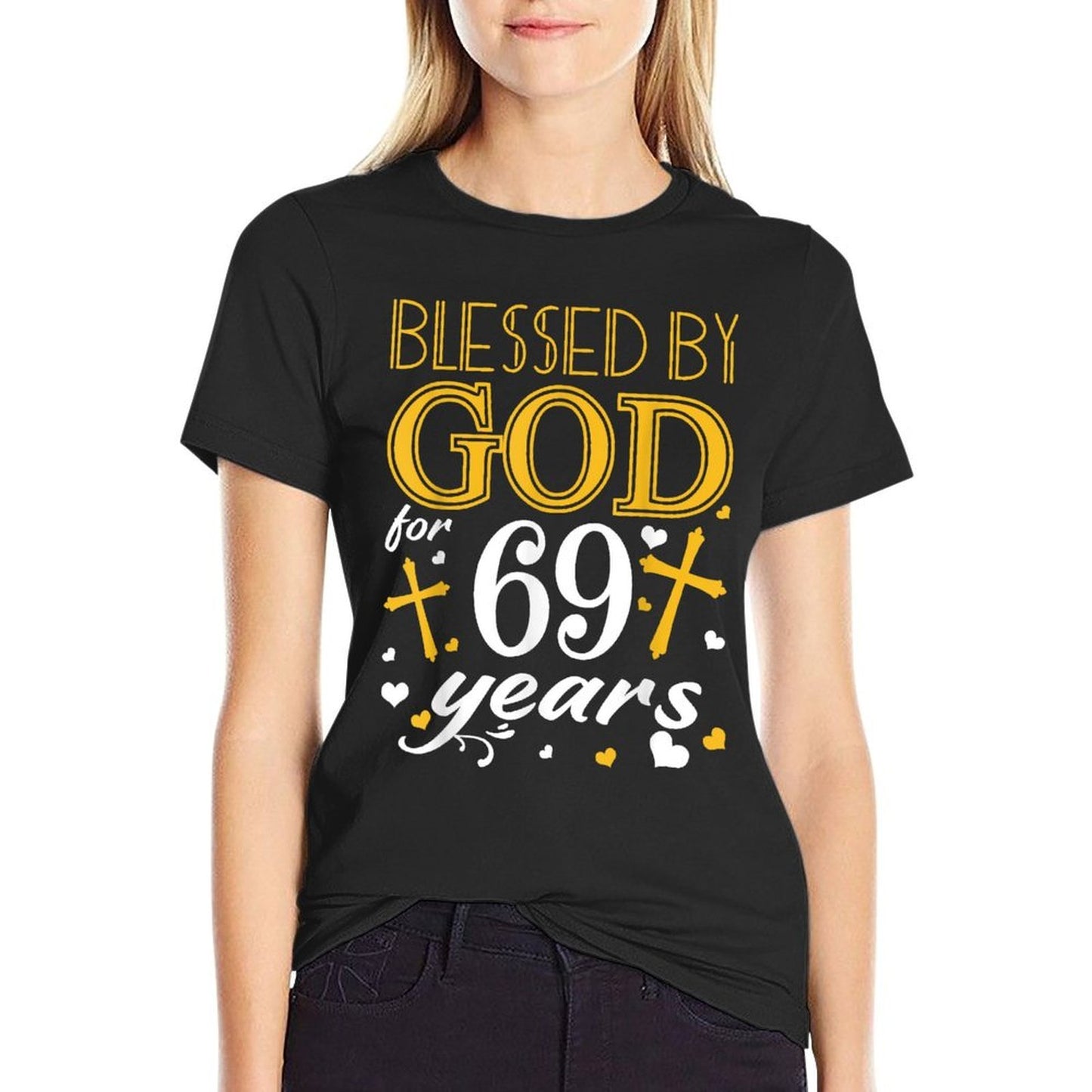 Vintage Blessed By God For 69 Years Happy 69th Birthday Summer-ready Fabric T-Shirt