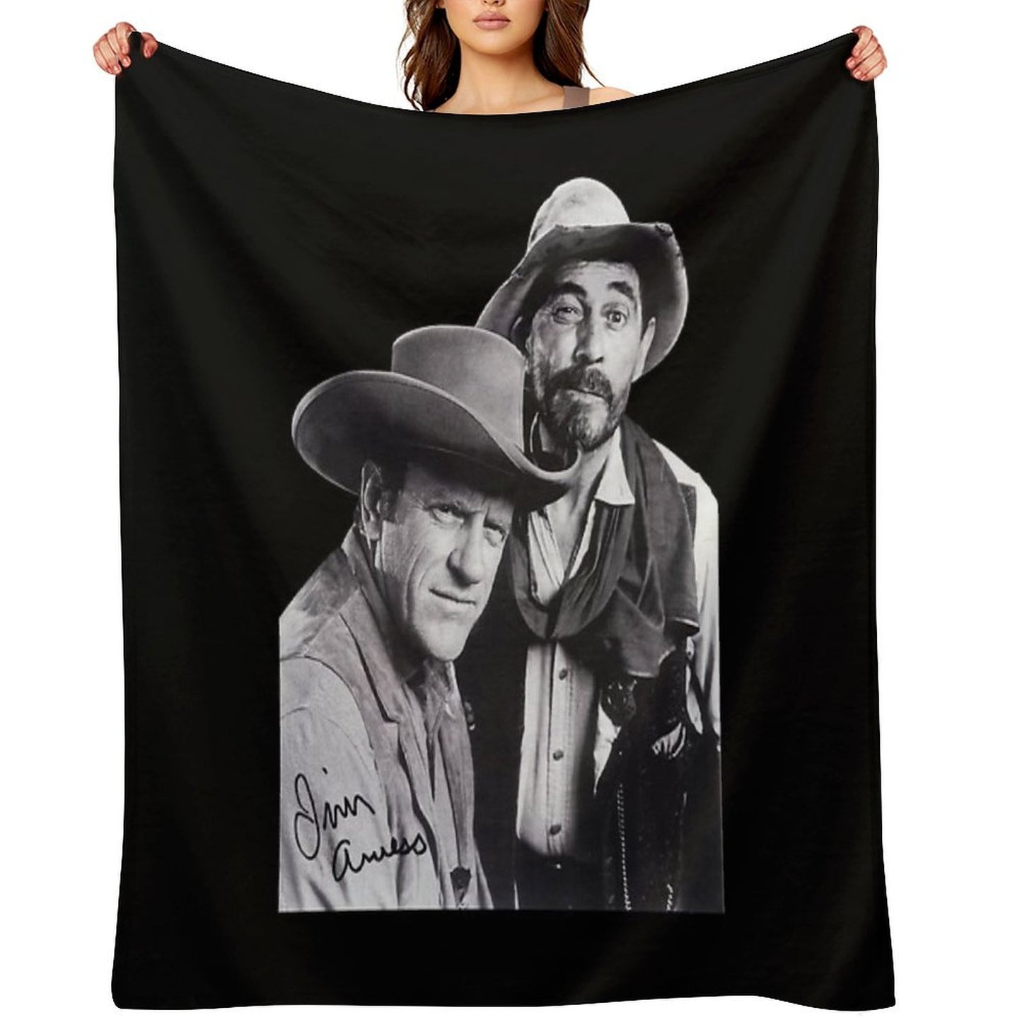 Gunsmoke Series James Arness And Matt Dillon Eco-conscious Throw Blanket