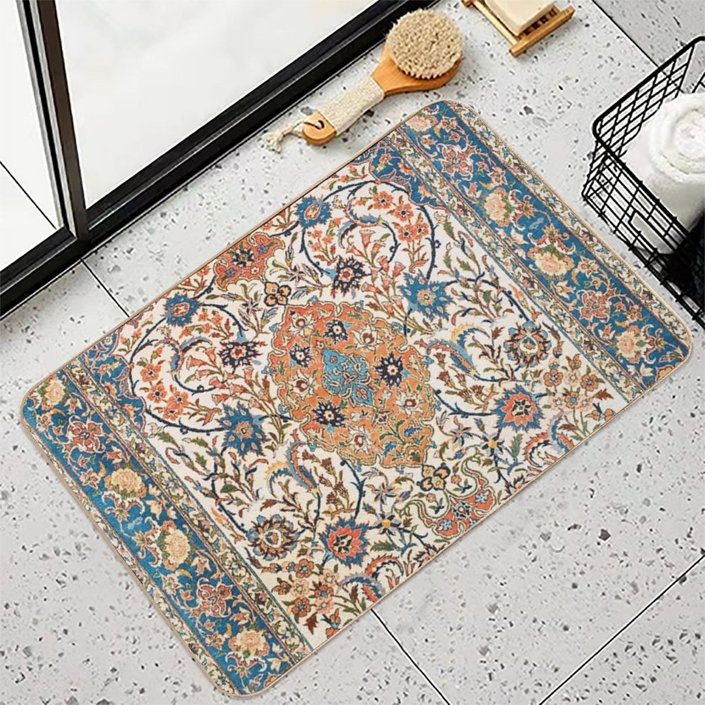 Isfahan Antique Central Persian Carpet Print Easy To Clean Bath Mat