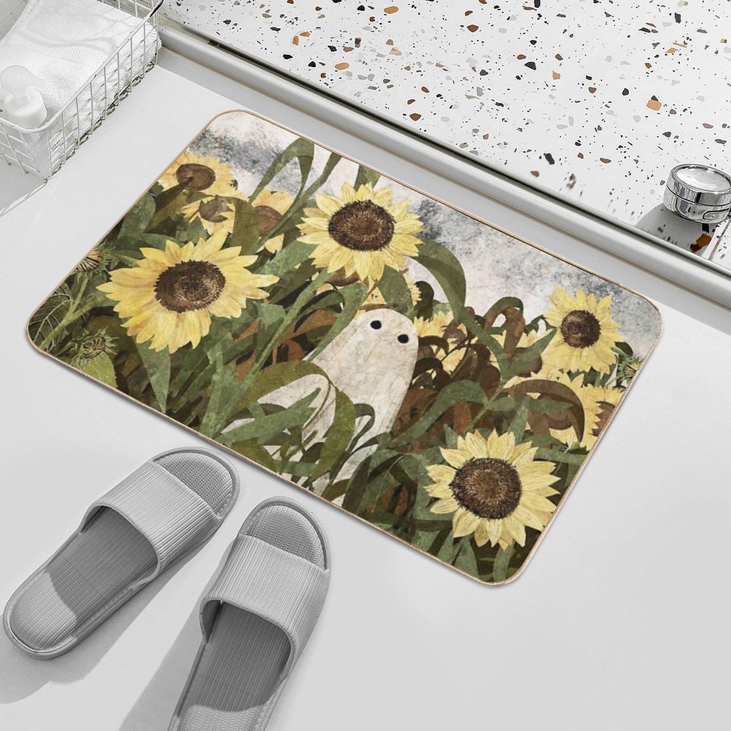 There's A Ghost in The Sunflower Field Again... Dirt-Trapping Bath Mat