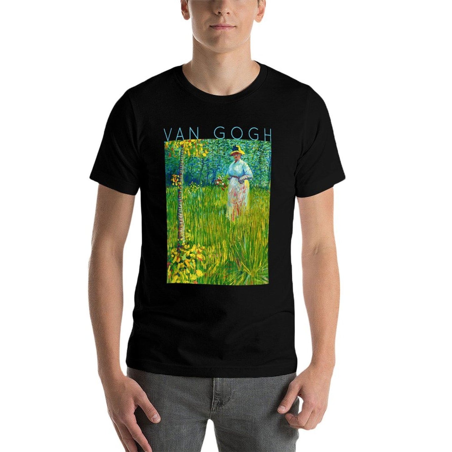 Van Gogh A Woman Walking in A Garden Spring Eco-friendly Material T-Shirt