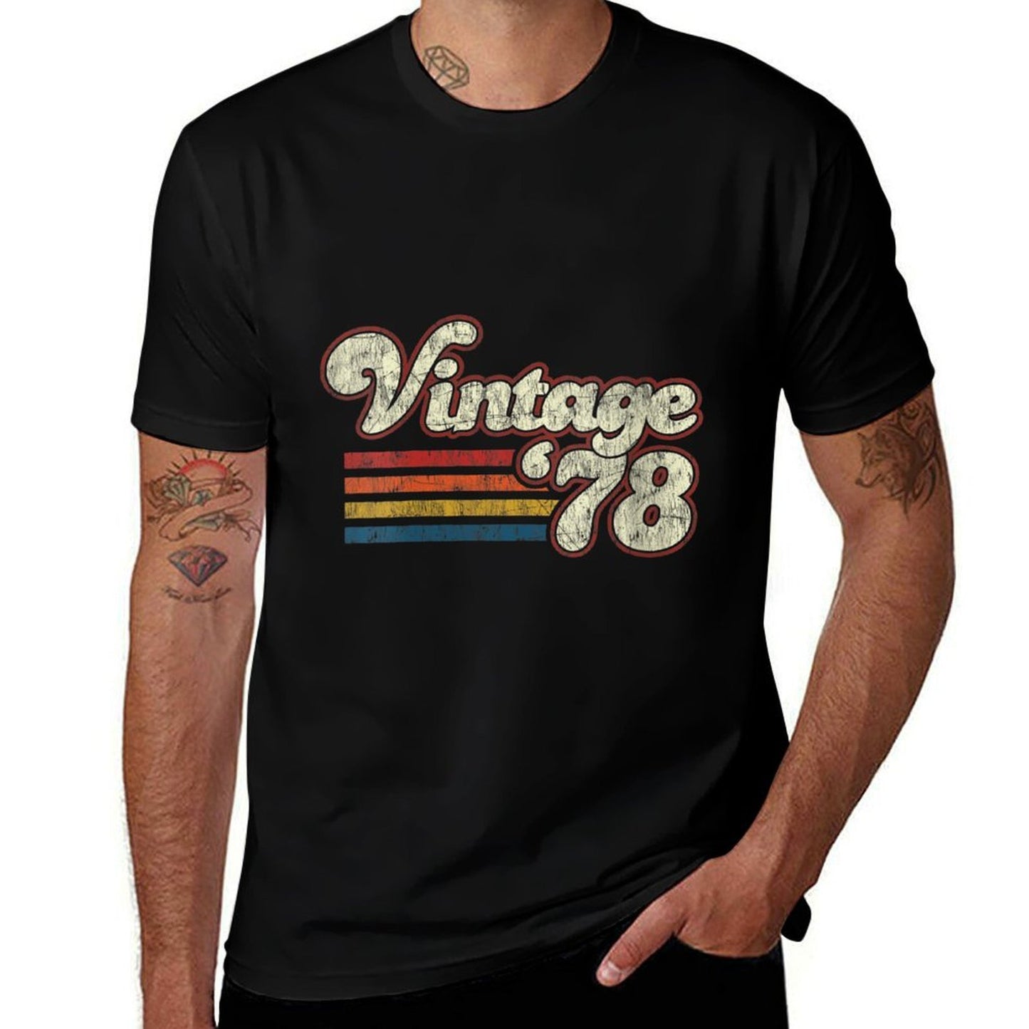 Womens Retro Vintage 1978 44 Birthday Stretchy T-Shirt