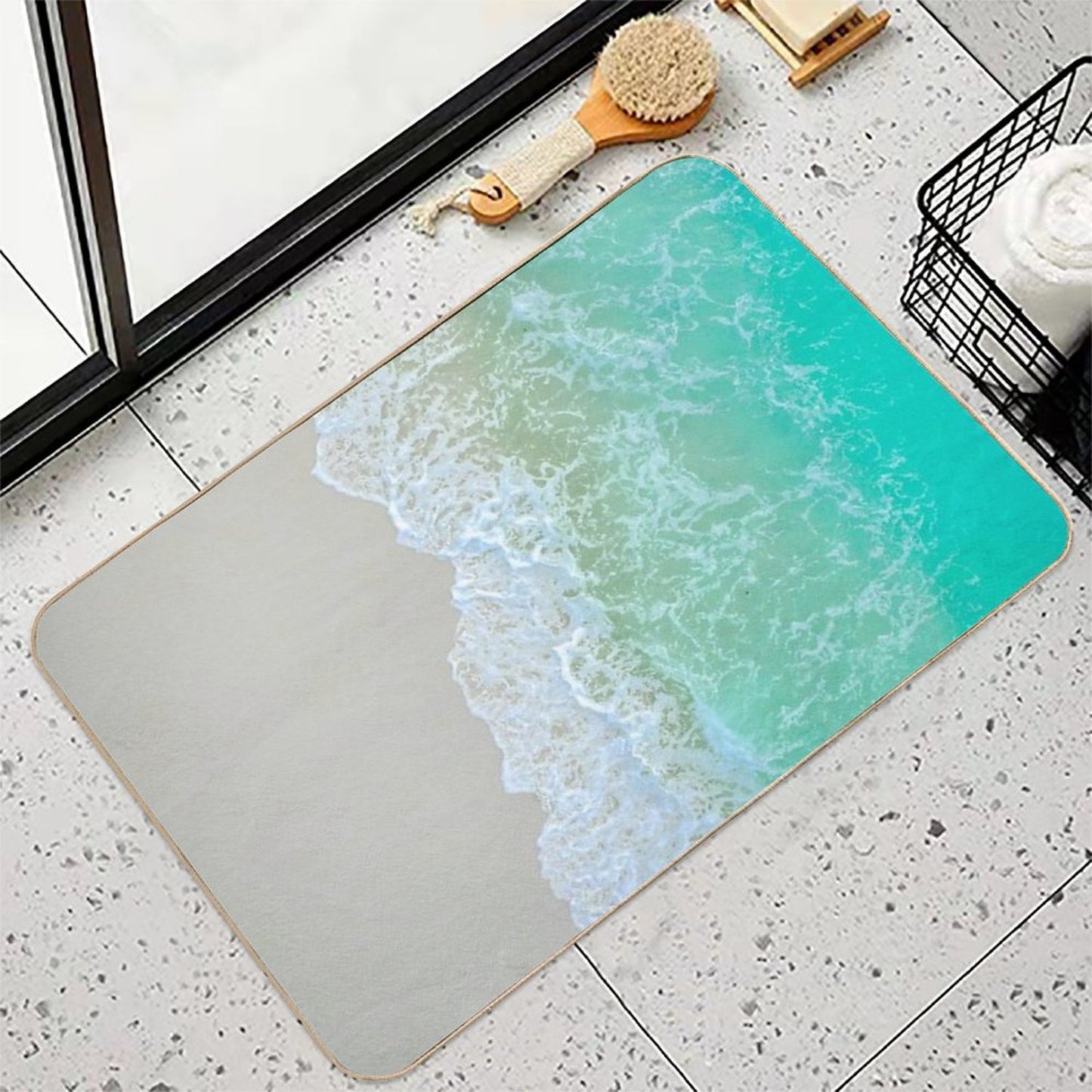 Calm Blue Ocean Shore on A Sunny Day Anti-Trip Bath Mat