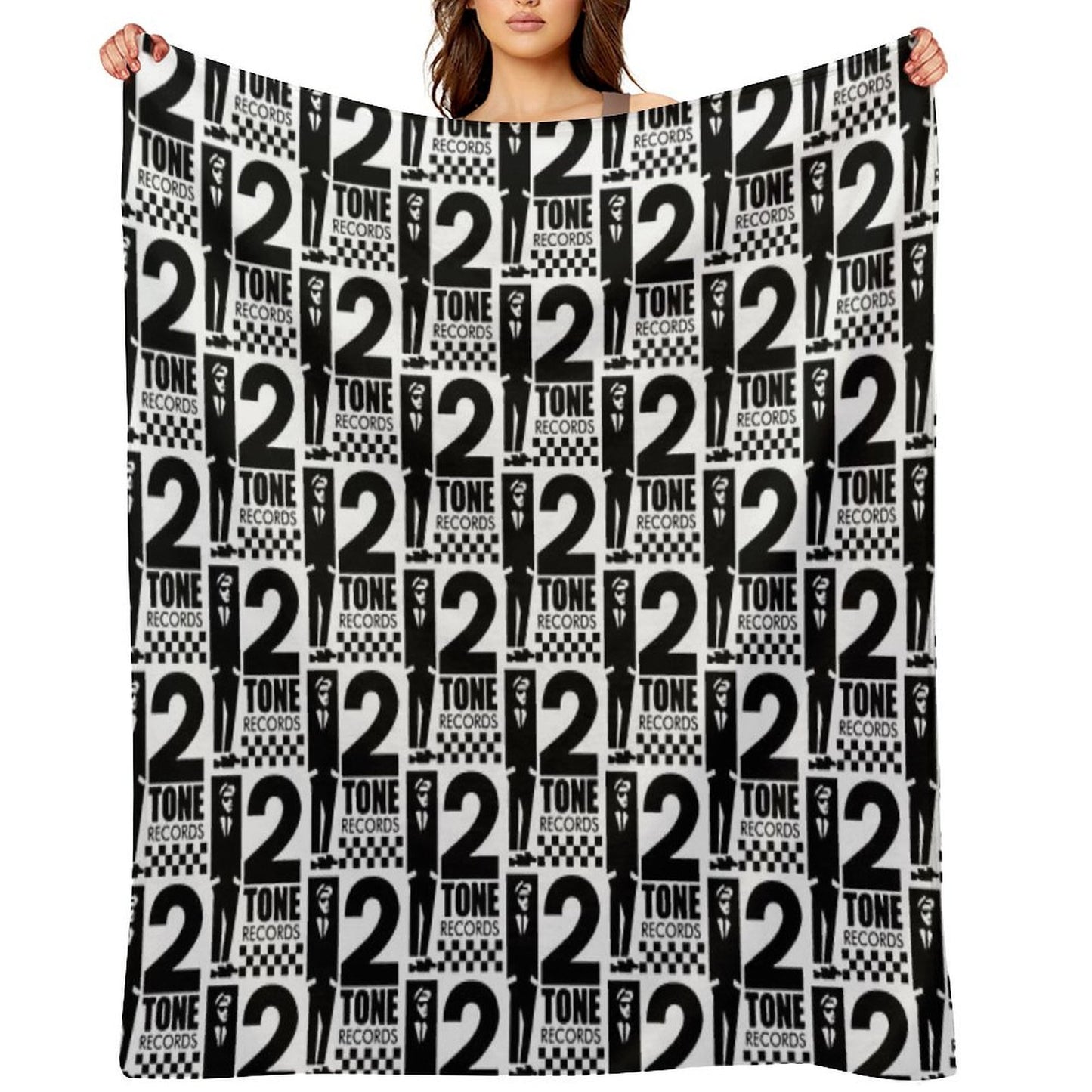 2 Tone Records T Black And White Sustainable Throw Blanket