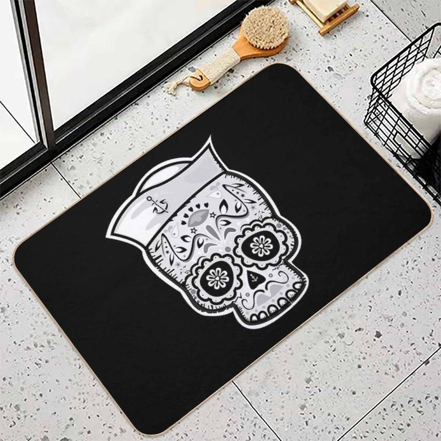 Marinero Muerto Sugar Skull Stain-Proof Bath Mat