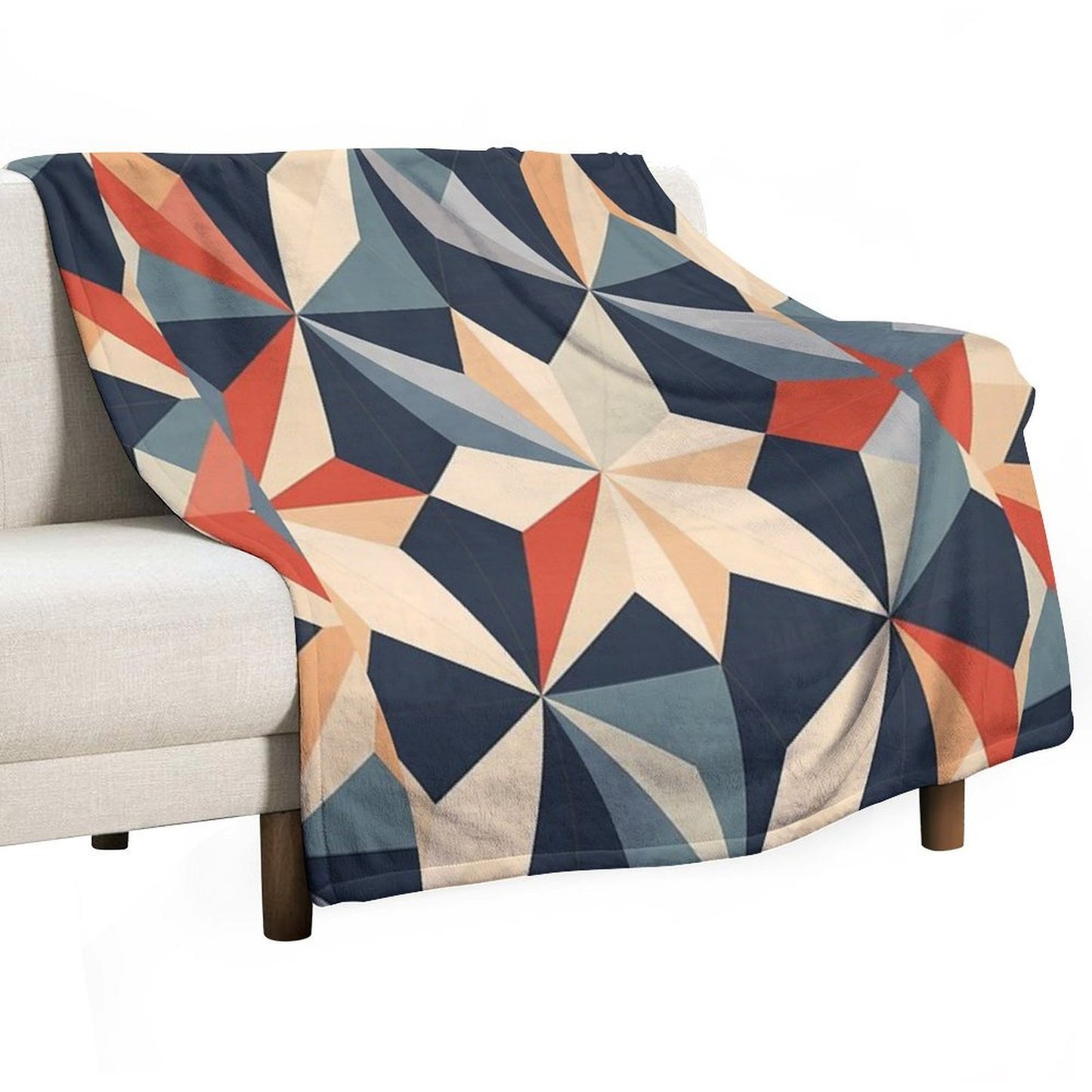 Graphic Retro Kaleidoscope Symmetrical Shapes in A Color Palette Easy Care Throw Blanket
