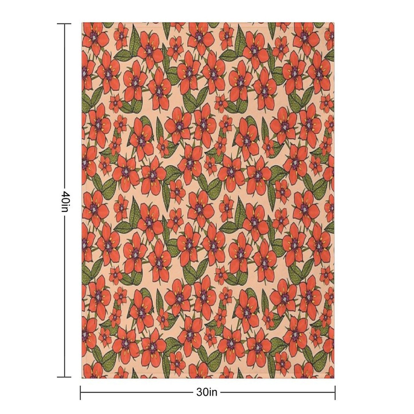 Scarlet Pimpernel Floral Design, Red And Purple Flowers with Green Leaves on A Peach Fuzz Background Easy Care Throw Blanket