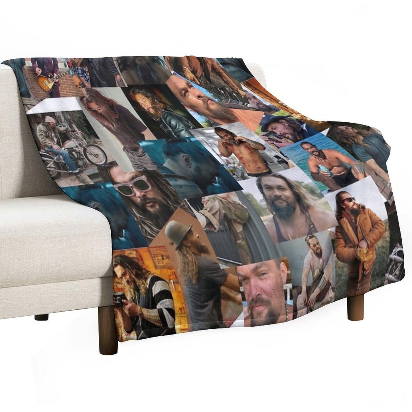 Jason Momoa Photo Collage Travel-friendly Throw Blanket