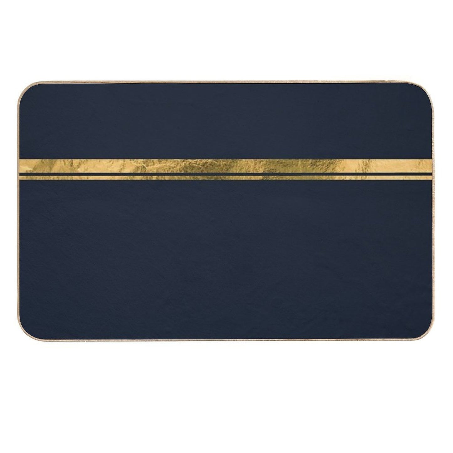 Navy Blue And Gold Minimalist Dirt-Trapping Bath Mat