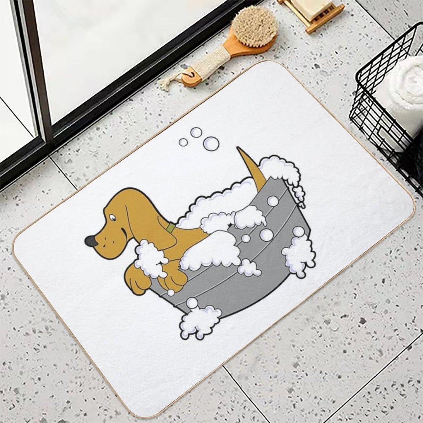 Dog Taking A Bath Versatile Bath Mat