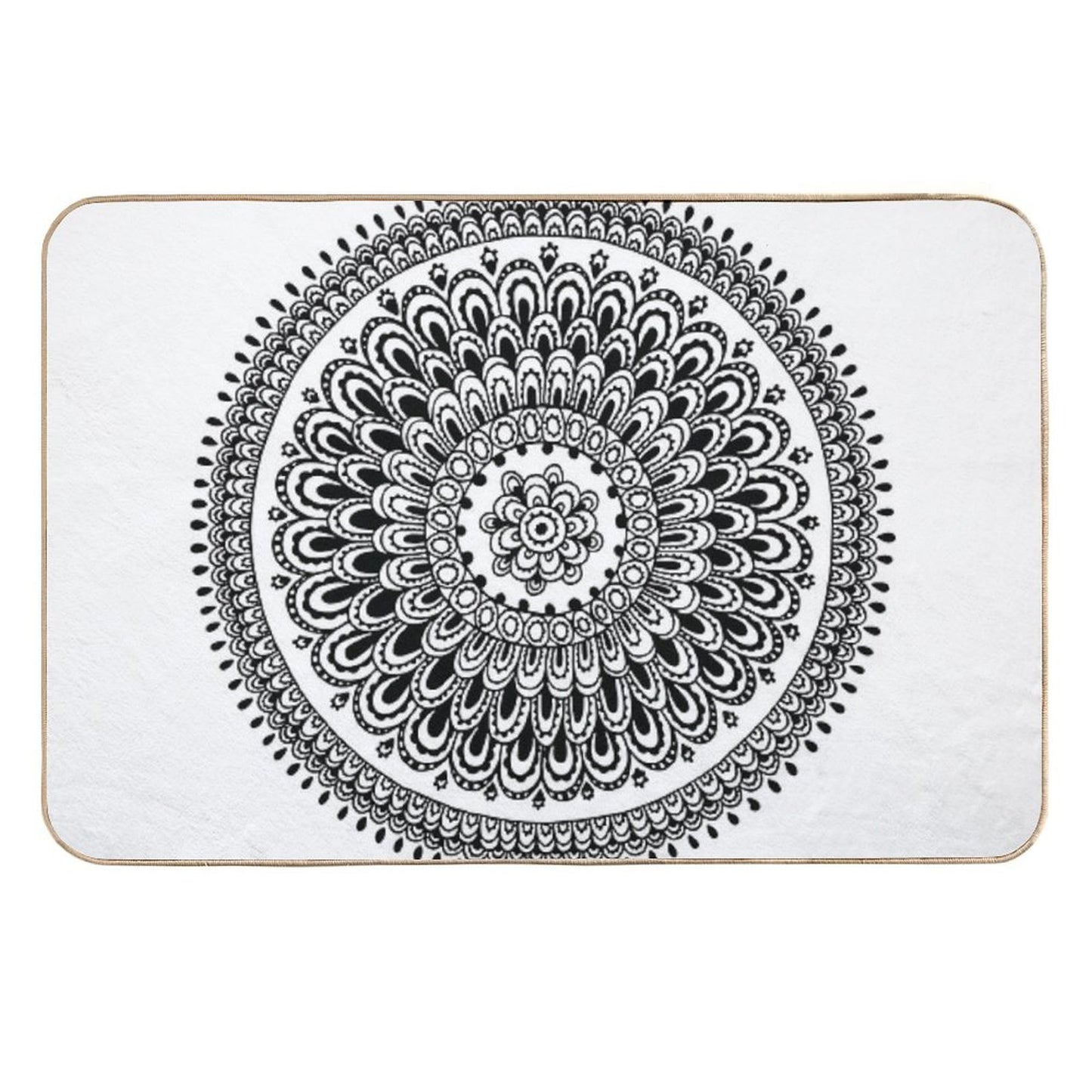 Mandala Black And White by Hayley Lauren Design Stain-Proof Bath Mat