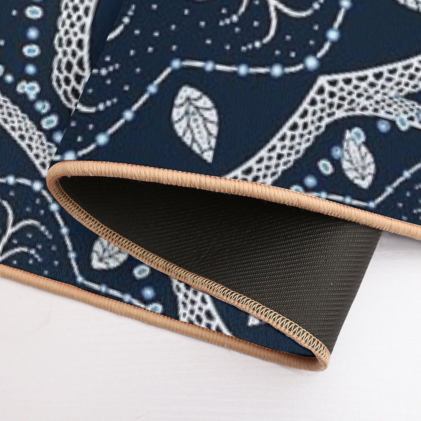 Black White Blue Mandala High-Traffic Bath Mat