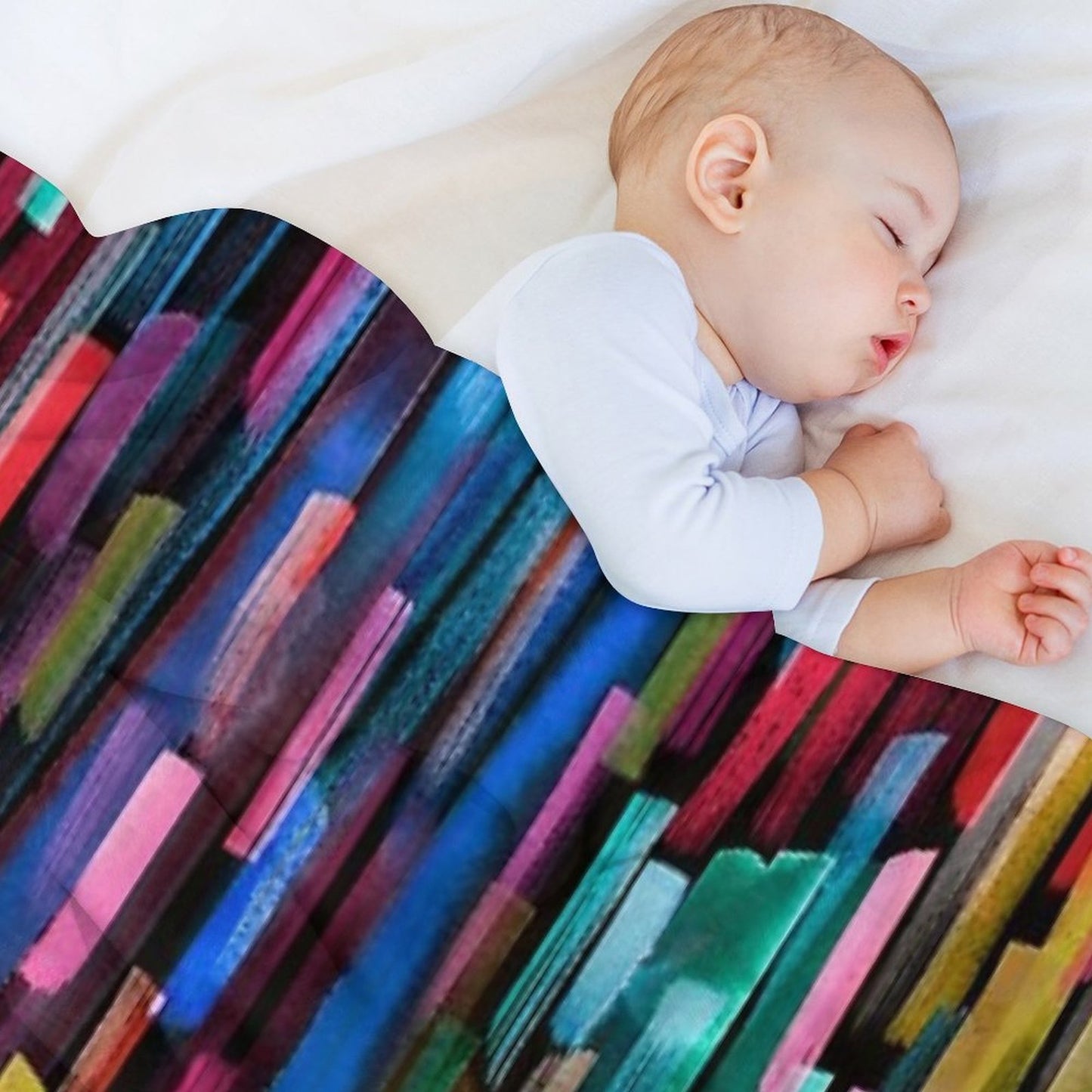 Multicolored Watercolor Stripes Pattern Multi-functional Throw Blanket