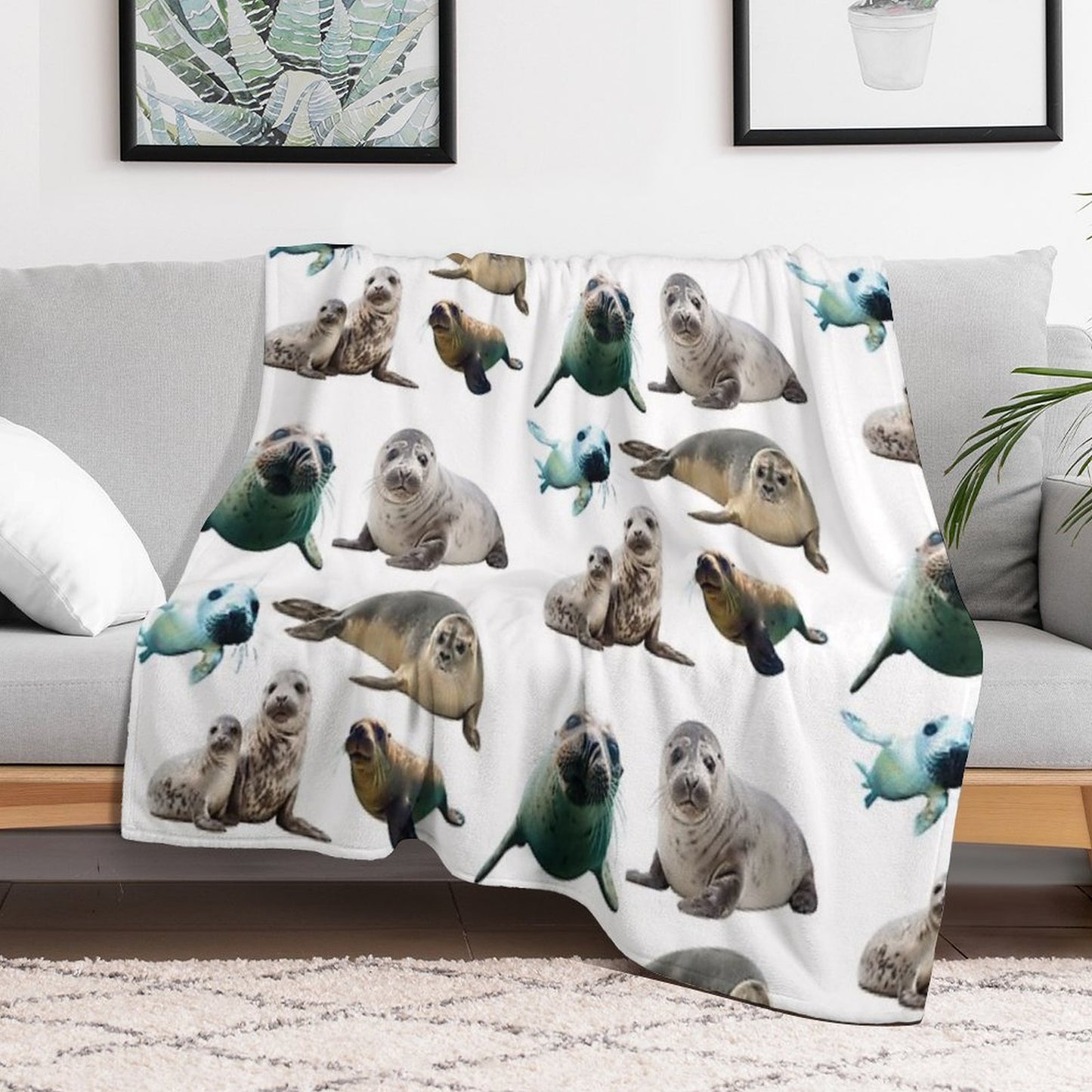 Cute Seals Gift-ready Throw Blanket