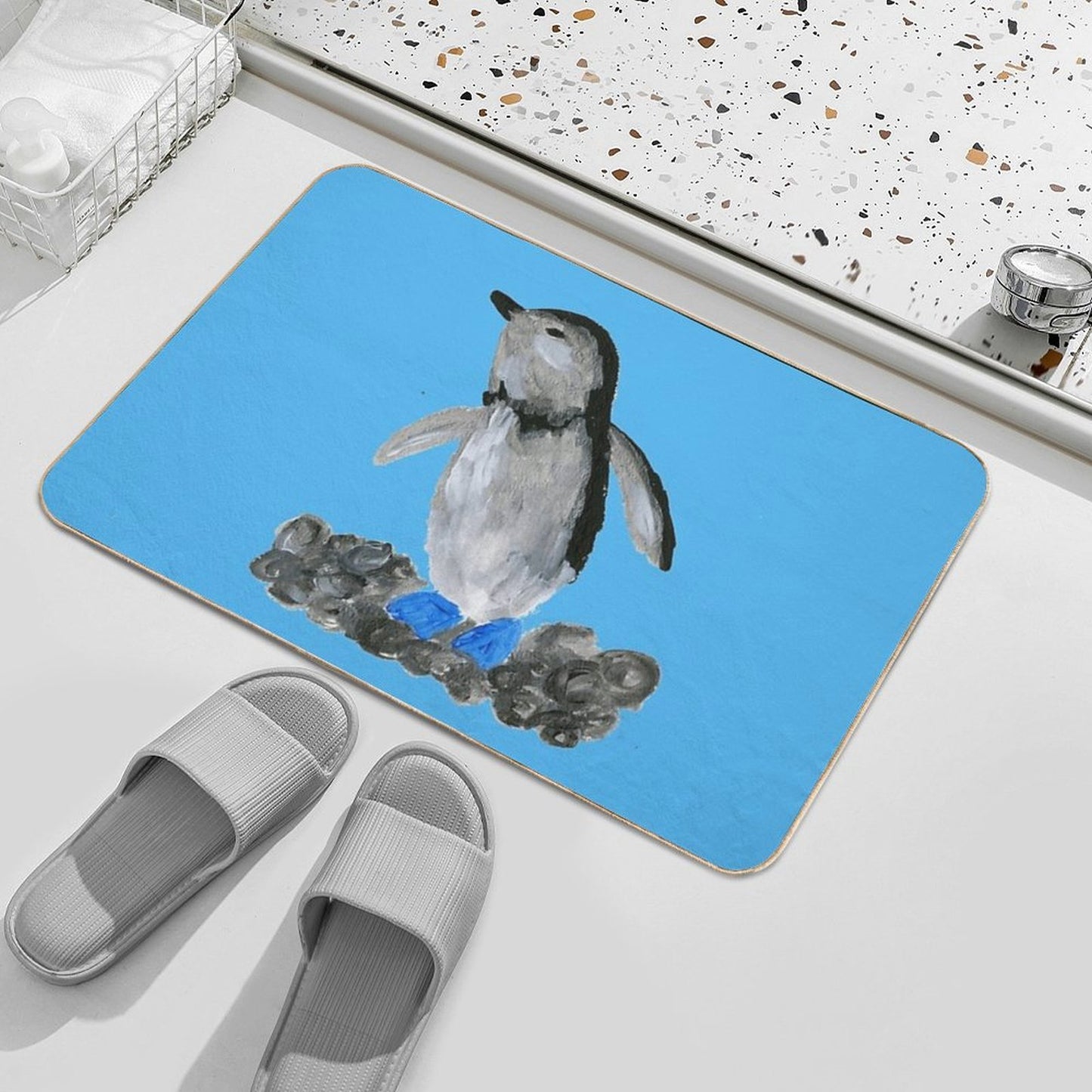 Penguin Blue Foot Durable Bath Mat