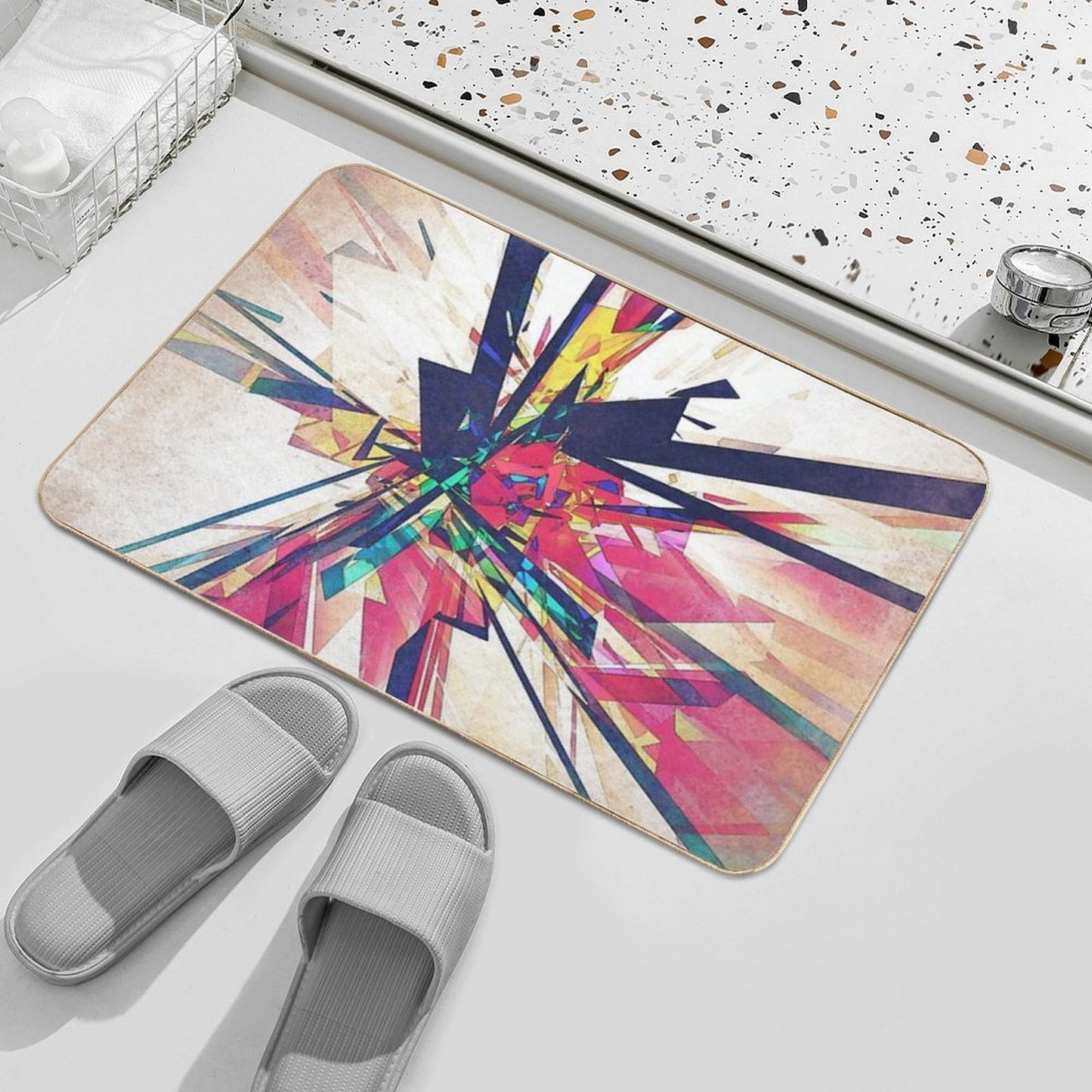Abstract Geometry Absorbent Bath Mat