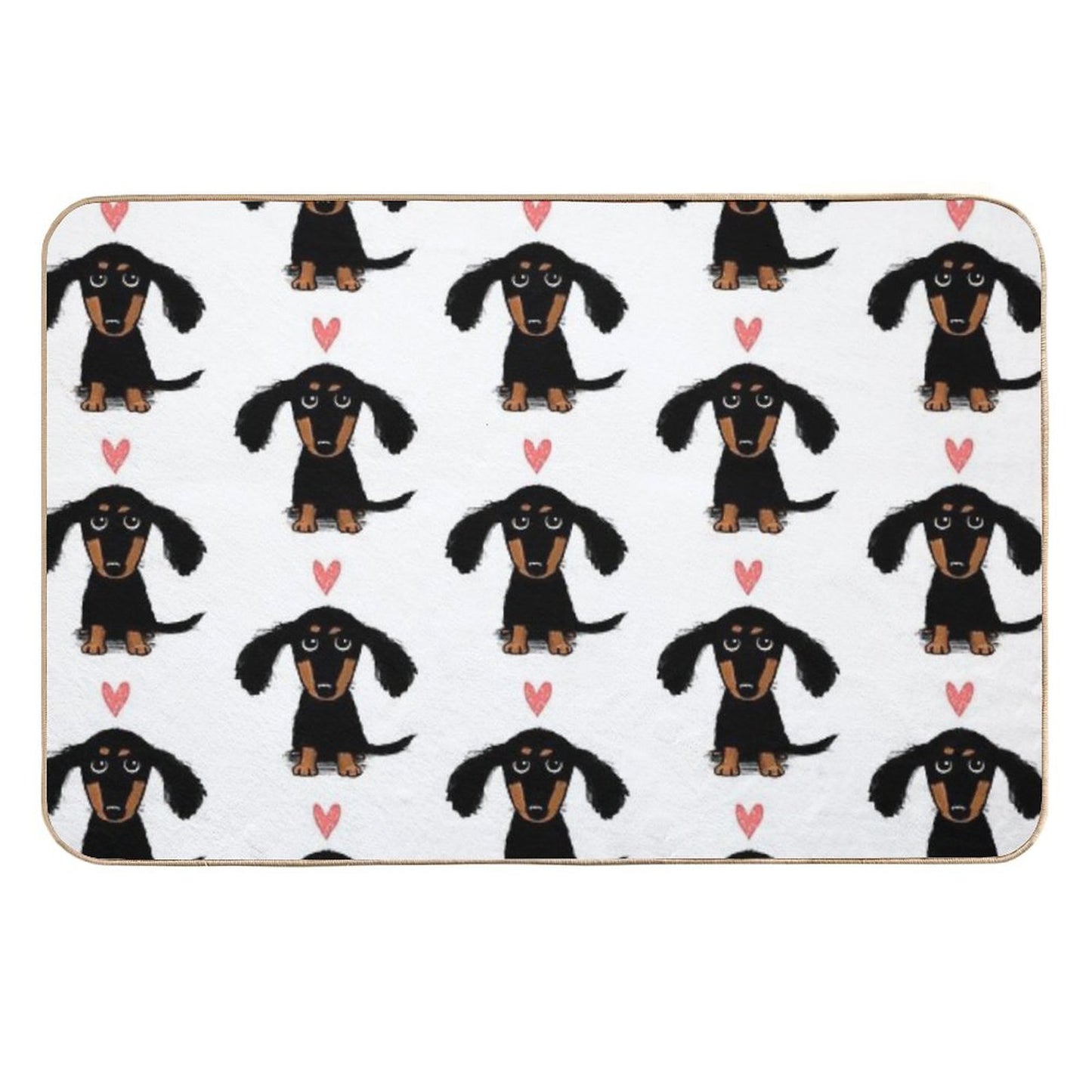 Dachshund Puppy Love Cute Black And Tan Wiener Dog with Heart High-Traffic Bath Mat