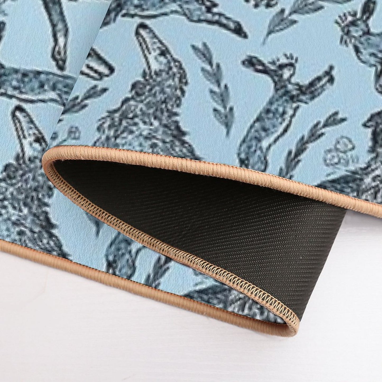 Hounds And Hares - Shaded Blue Dogs on Pale Blue Field Eco-Friendly Bath Mat