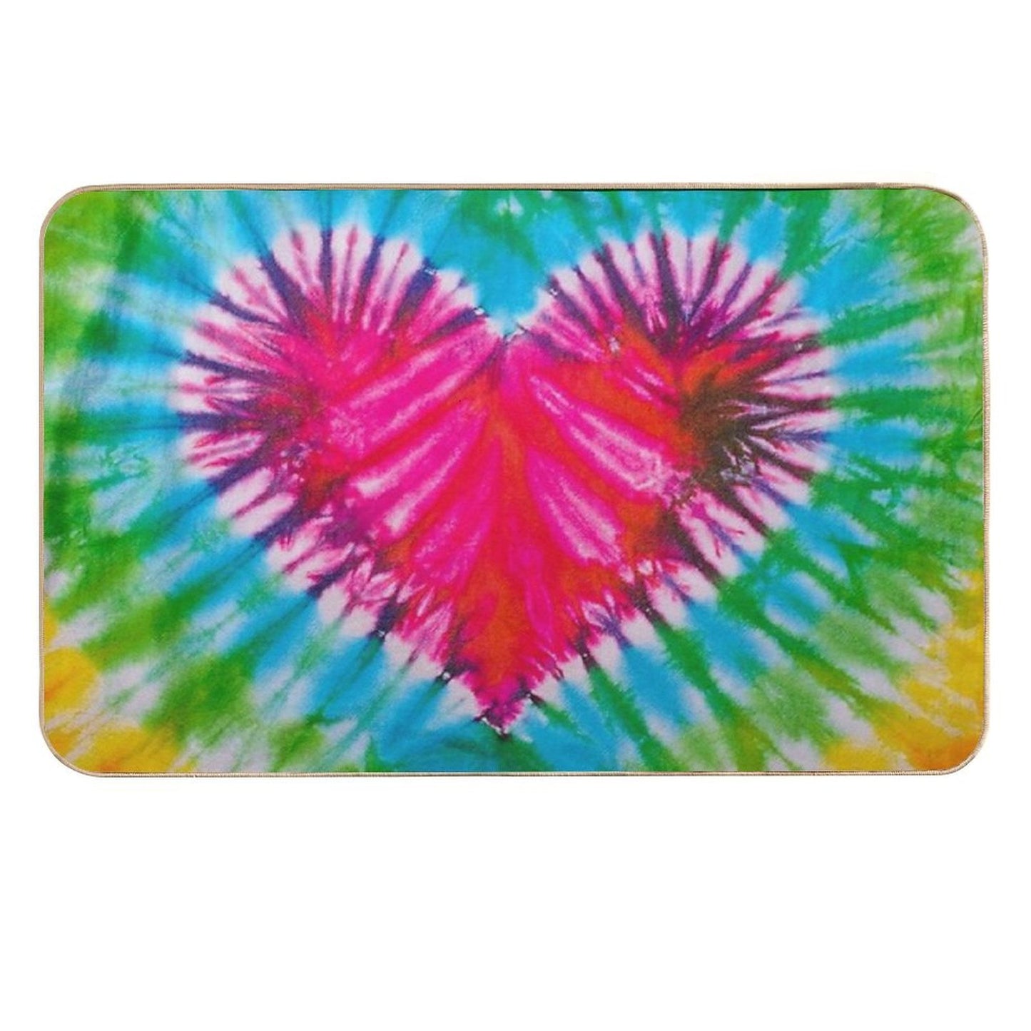 Tie Dye Red Heart Easy Maintenance Bath Mat