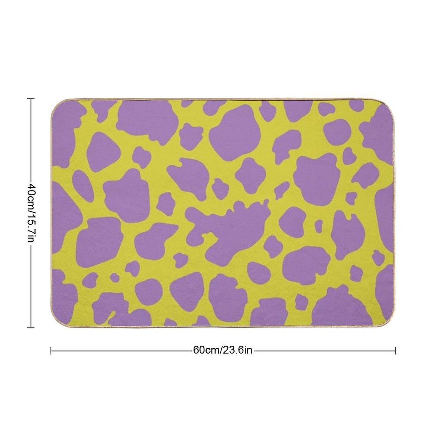 Cow Print - Neon Green & Violet Durable Bath Mat