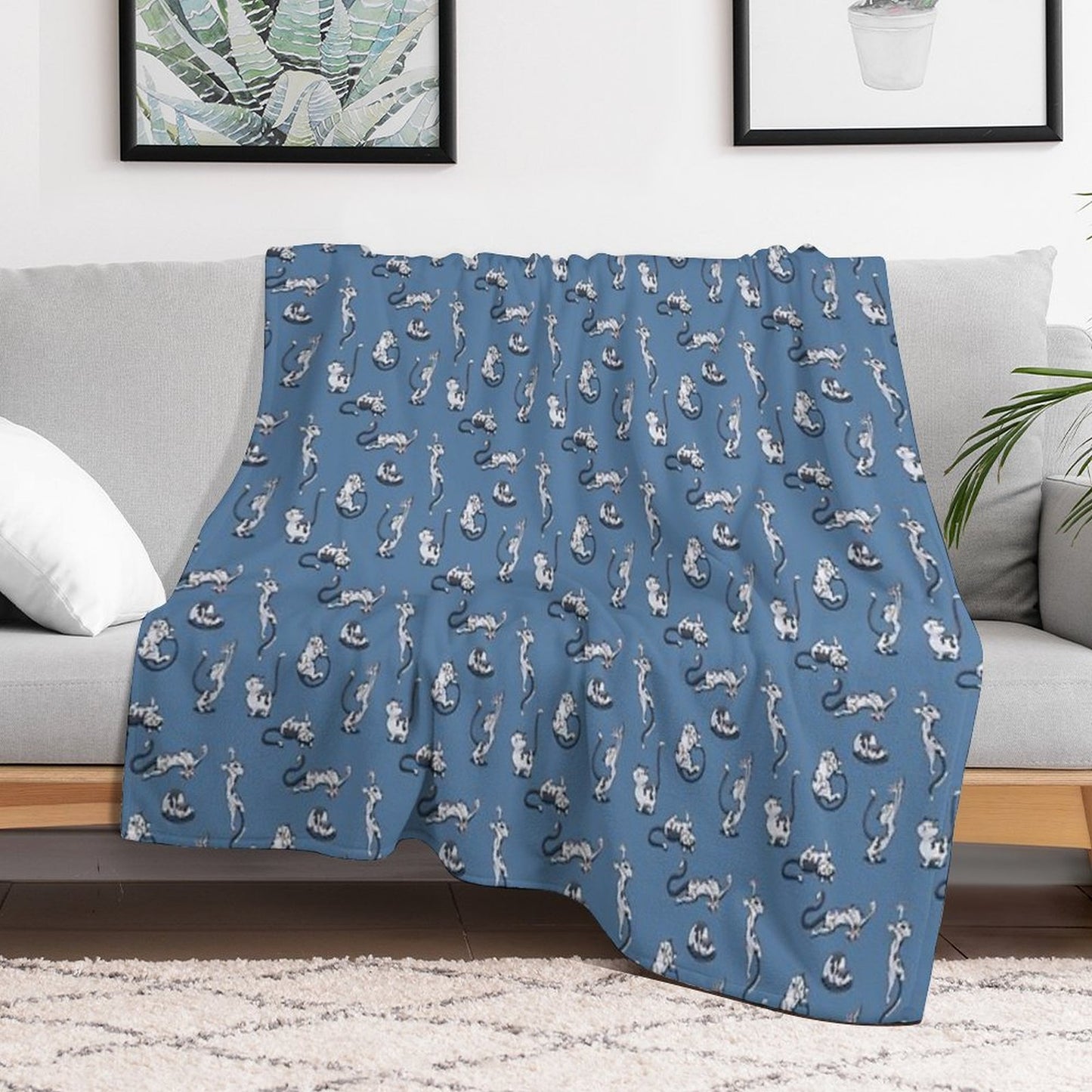 Cats Doing Things That Cats Do, Black And White Velvety-soft Throw Blanket