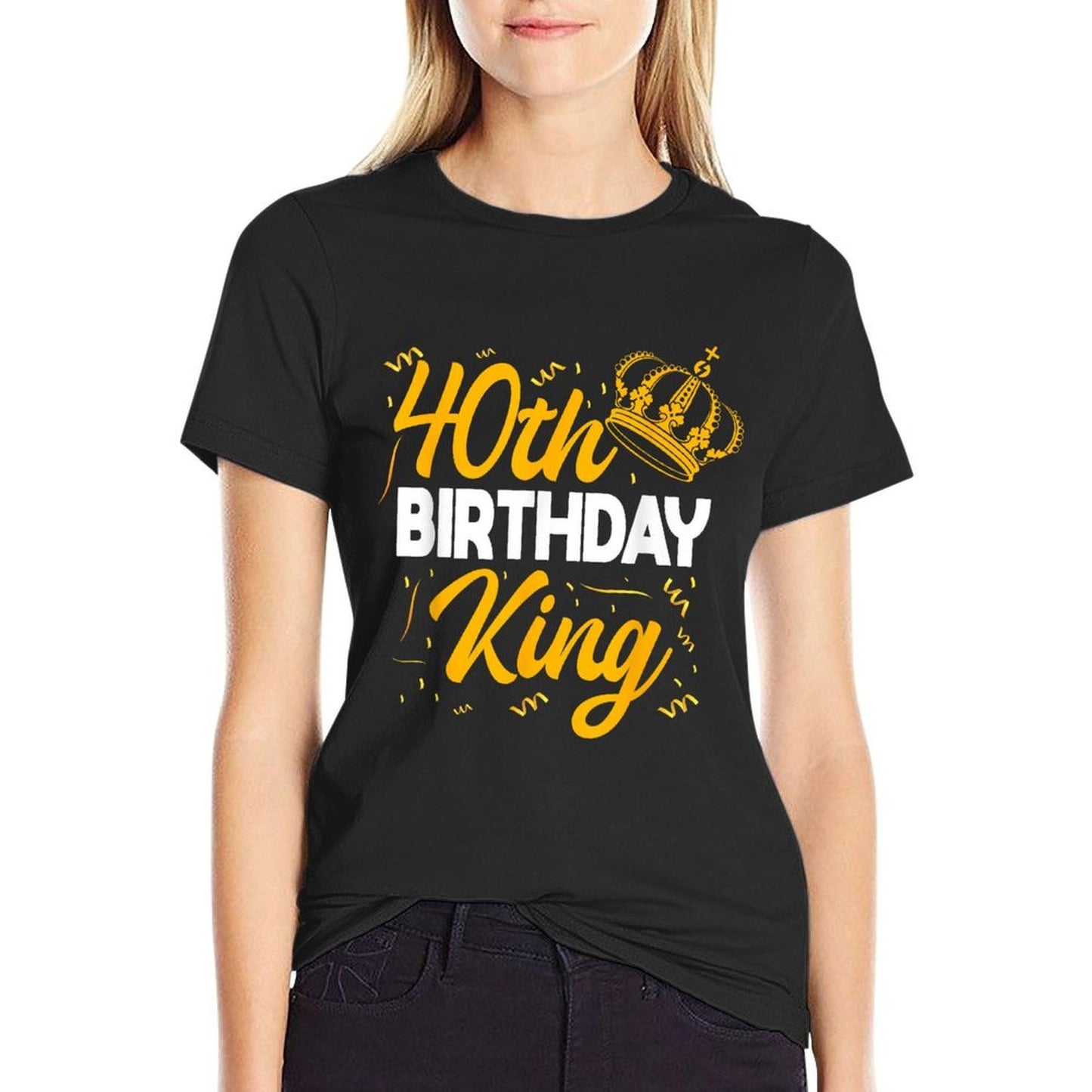 40th Birthday King Party Crown Bday Celebration Easy-care T-Shirt