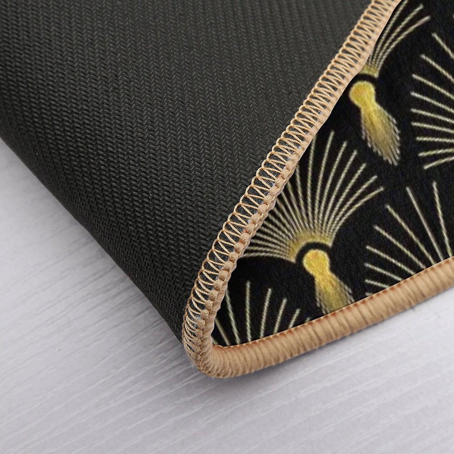 Vintage Hollywood Elegant Golden And Black Art Deco Easy Maintenance Bath Mat