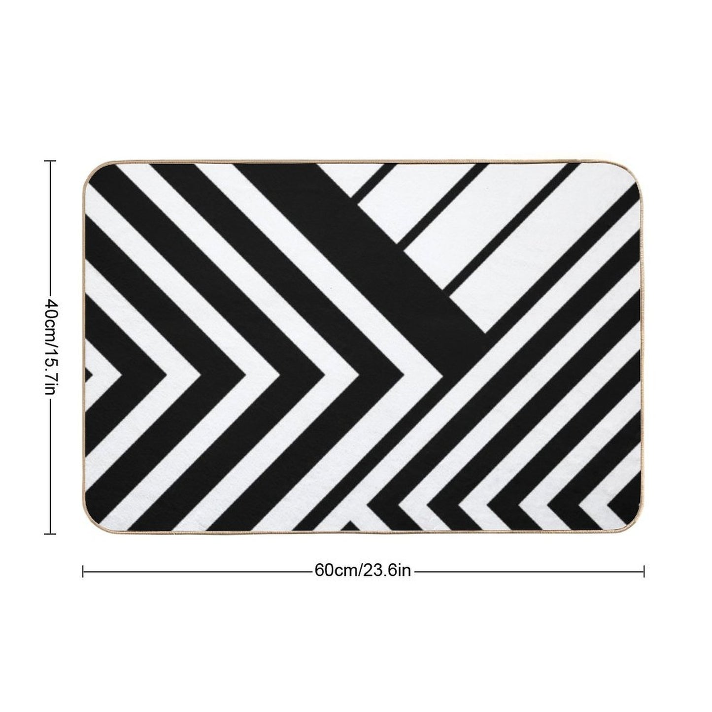Black And White Geometric Lines Slip-Resistant Bath Mat
