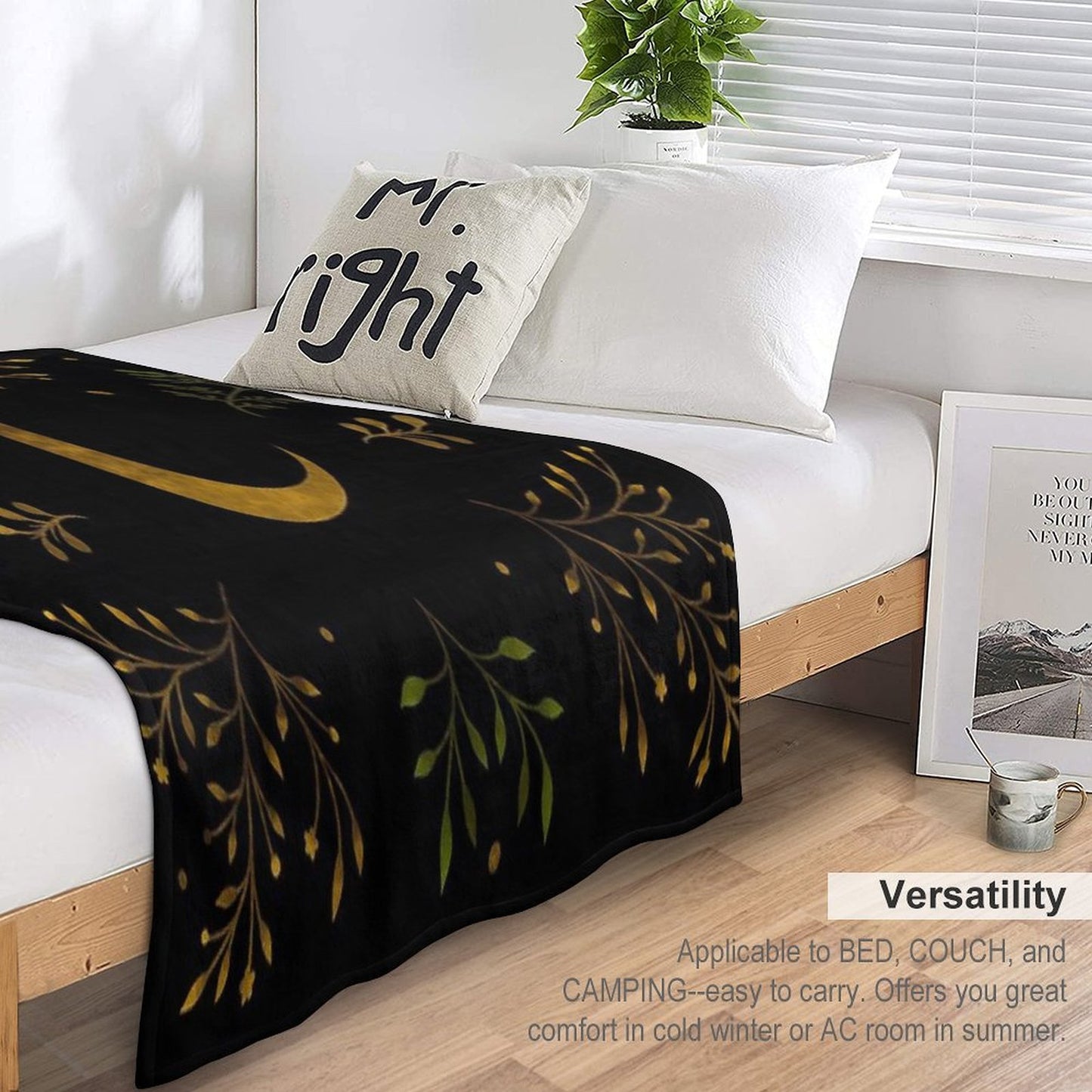 Crescent Moon Gold Premium Throw Blanket