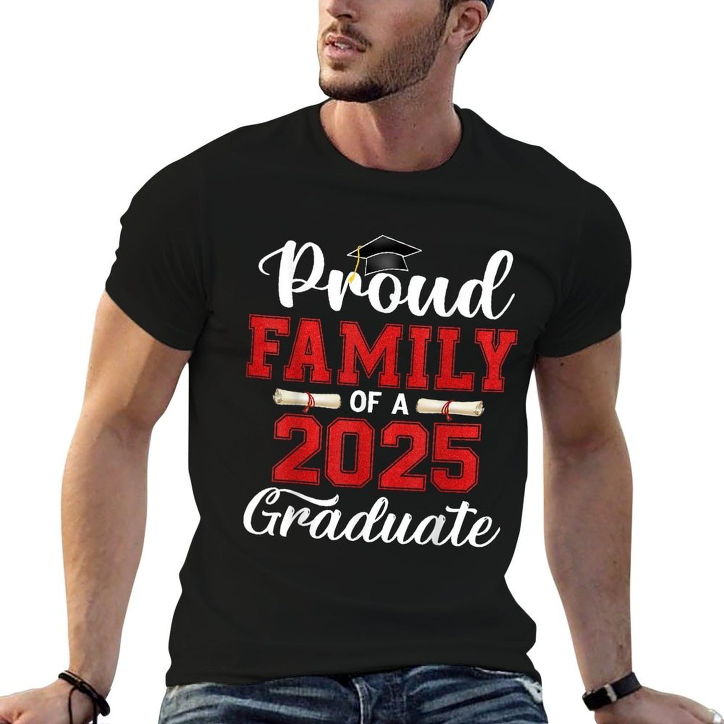 Proud Family Of A 2025 Graduate Rolled Sleeves T-Shirt