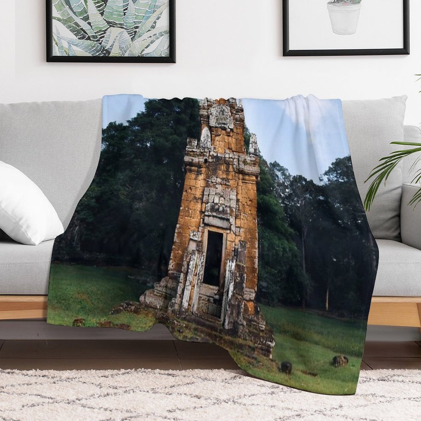 Cambodia Ankor Wat Temple, Single Suor Prat Tower Versatility Throw Blanket