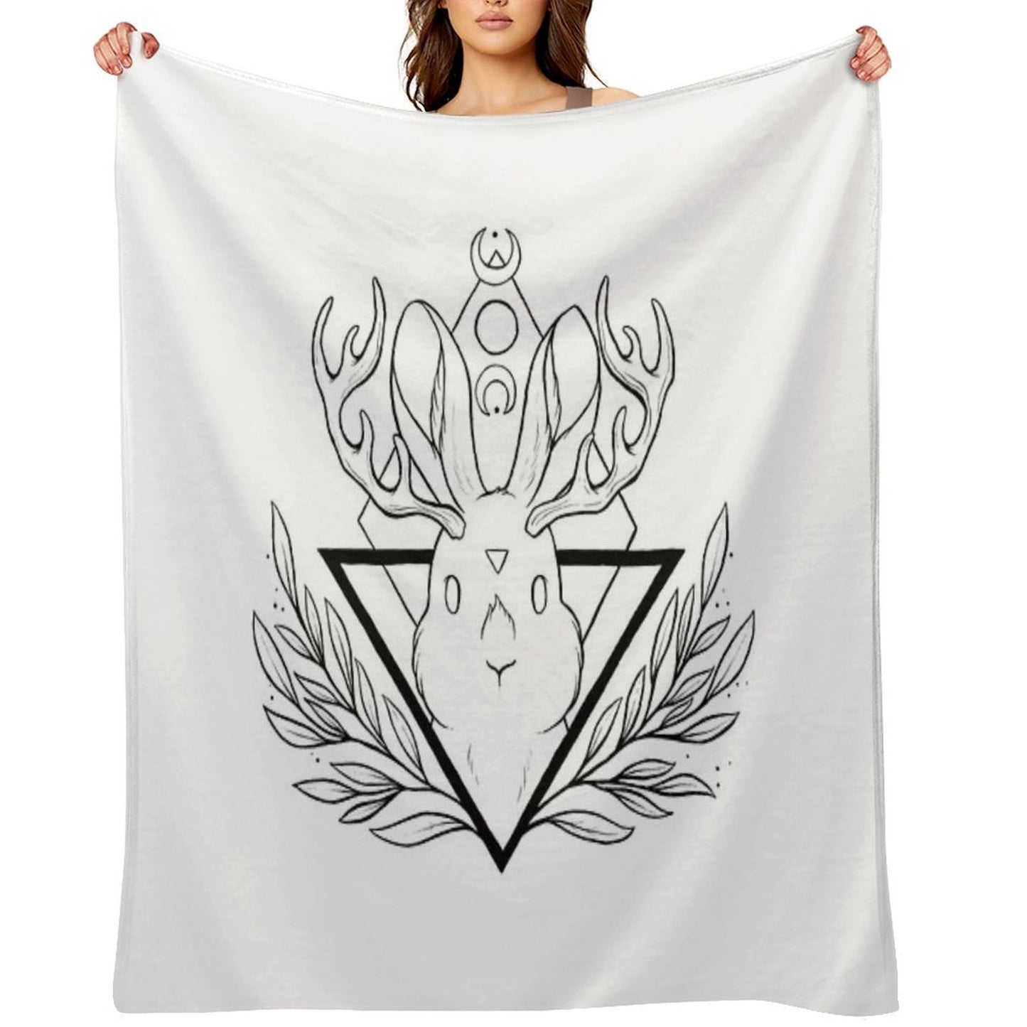 Lunar Rabbit Jackalope Nikury Easy Care Throw Blanket