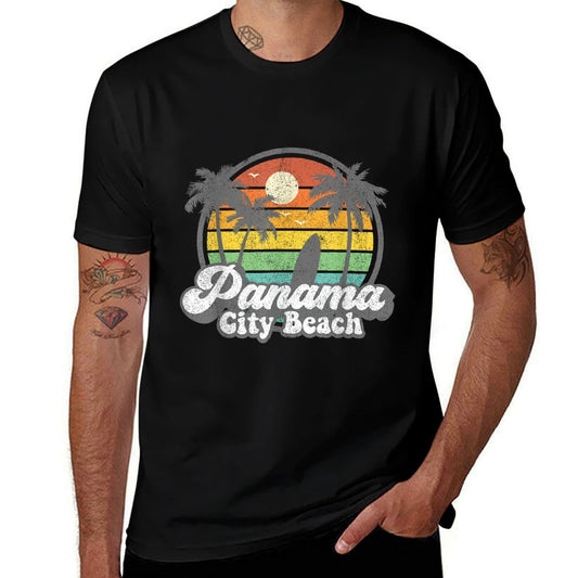 Vintage Panama City Beach Florida Surfing Retro Surf Gift  Rolled Sleeves T-Shirt