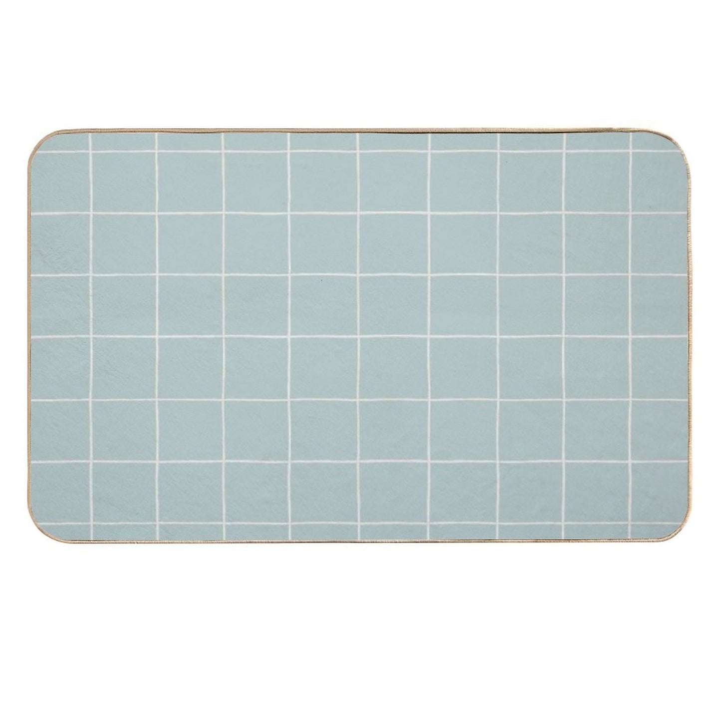 Rustic Grid Soft Aqua Absorbent Bath Mat