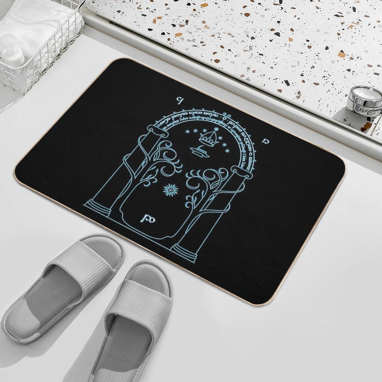 Gate to Moria - Light Blue Repositionable Bath Mat