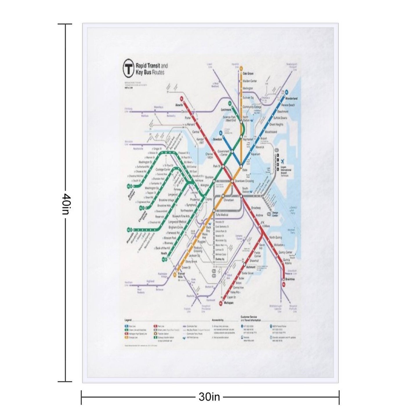 Boston Area Transport System Map Quick-dry Throw Blanket