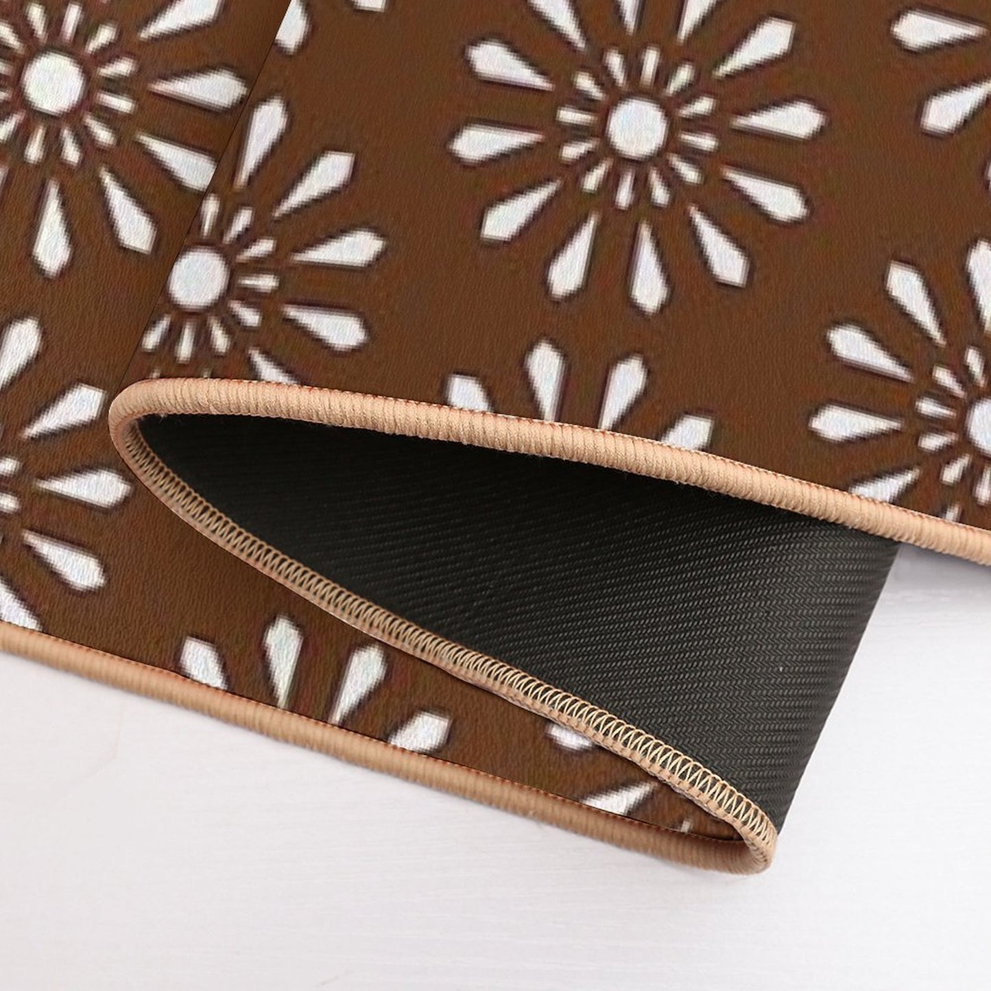 Brown Moroccan Inspired Pattern Long-Lasting Bath Mat